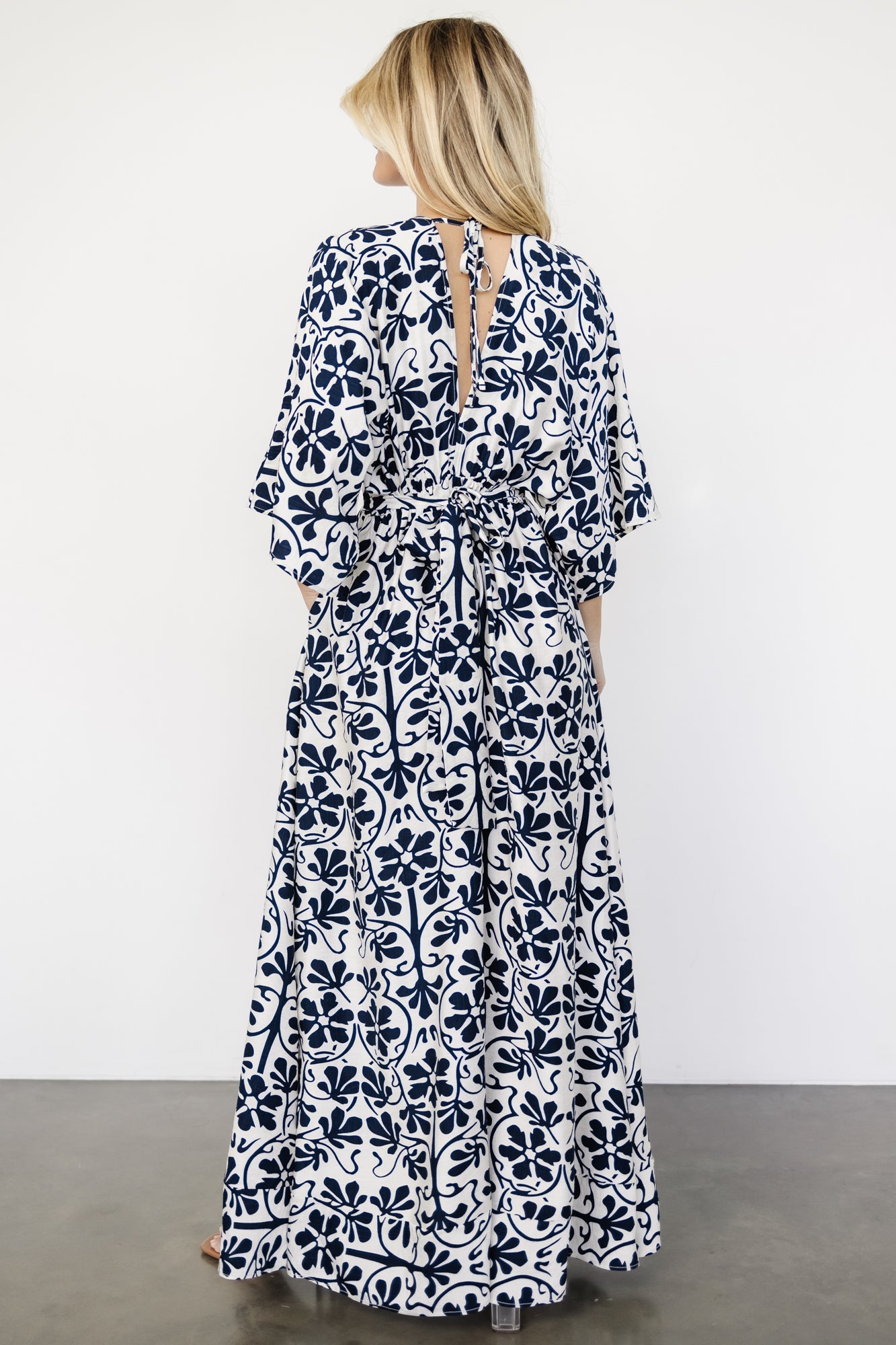 Juna Kimono Maxi Dress | Navy Print Buy Cheap Brand New Unisex