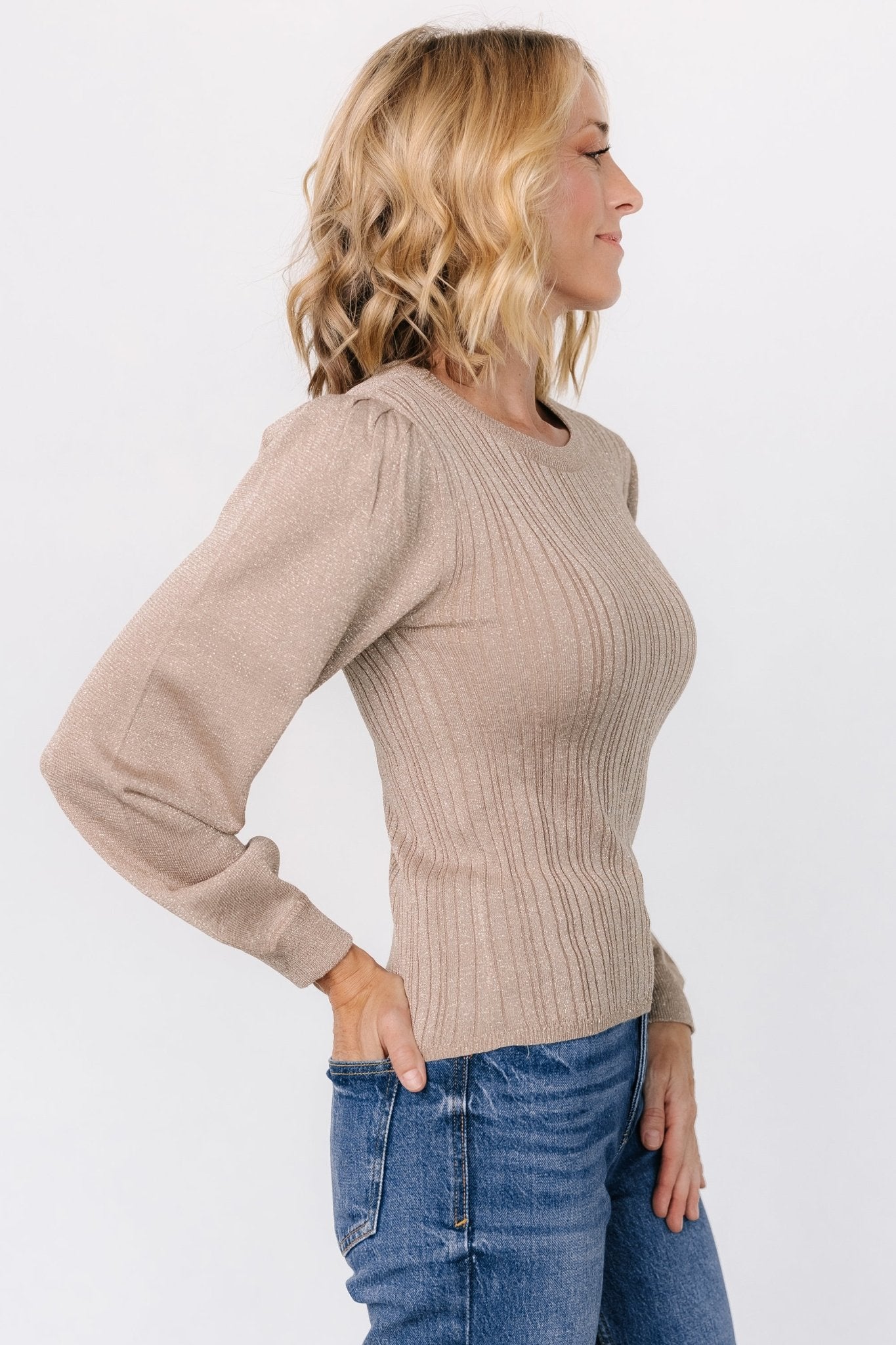 Padma Shimmer Sweater Top | Latte Best Wholesale Sale Online