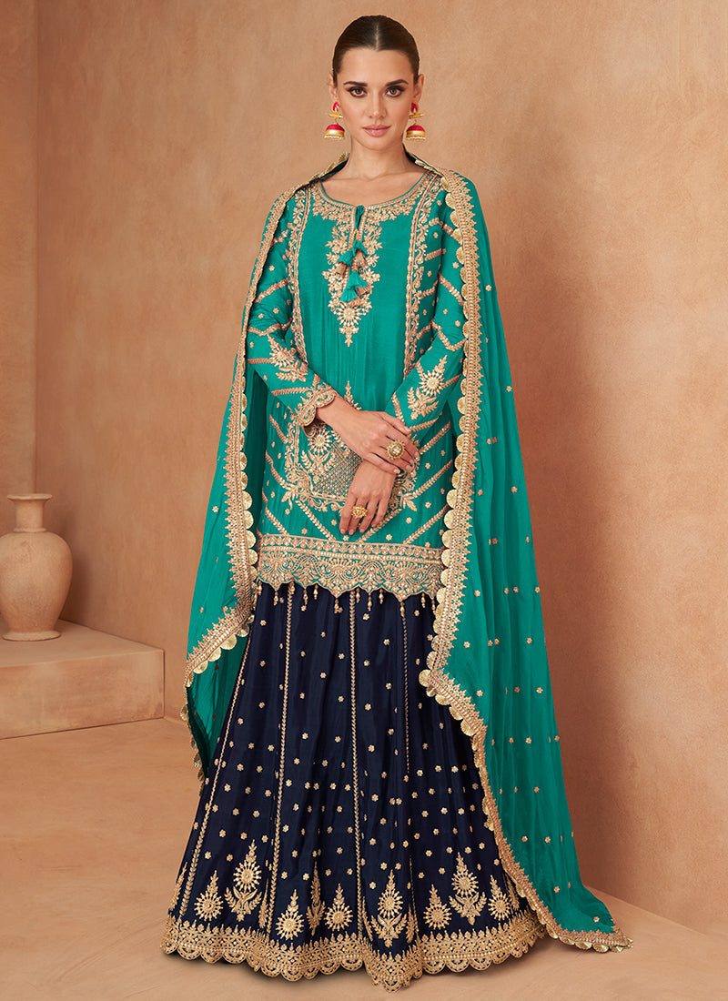 Vibrant and Extraordinary Heavy Embroidered Palazzo Suits Clearance Largest Supplier