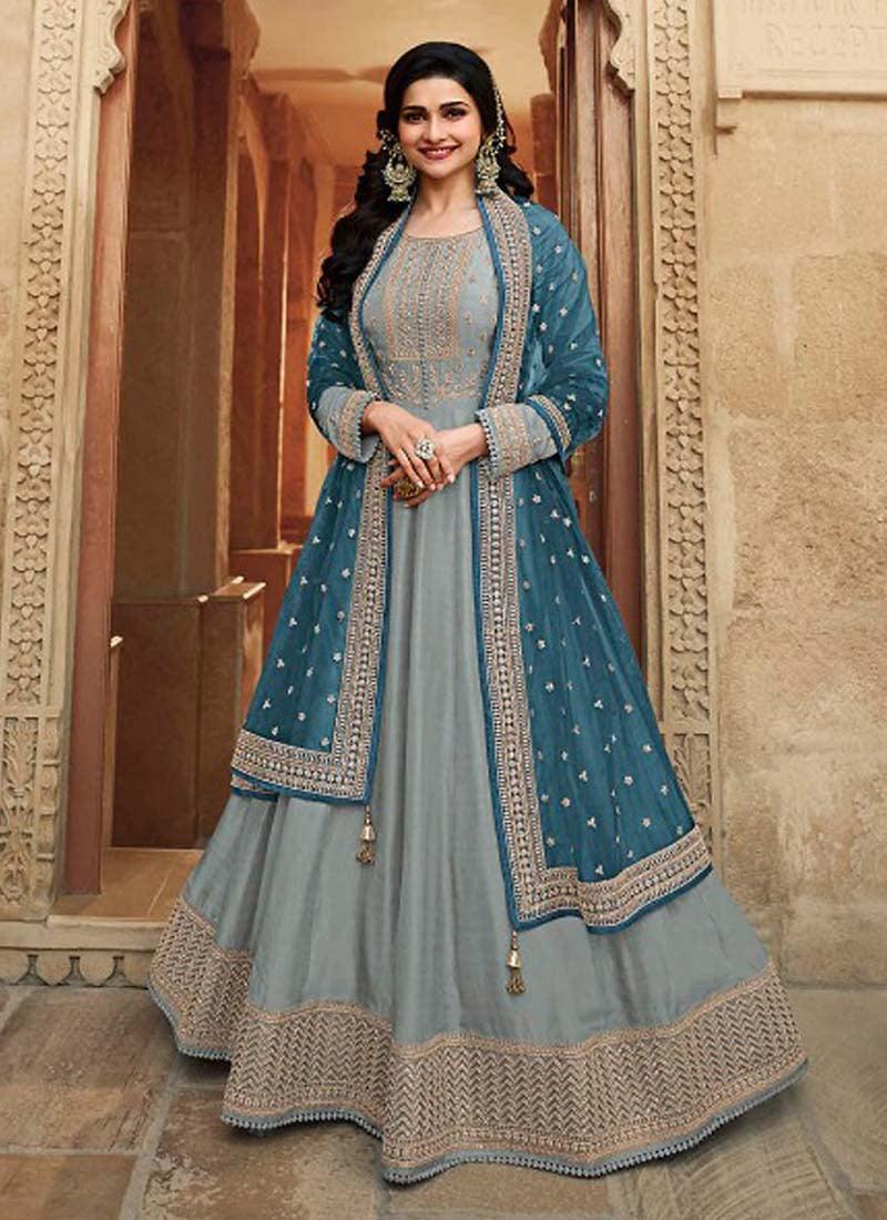 Peacock Blue Color With Dola Silk Base Gown Cheap Wide Range Of