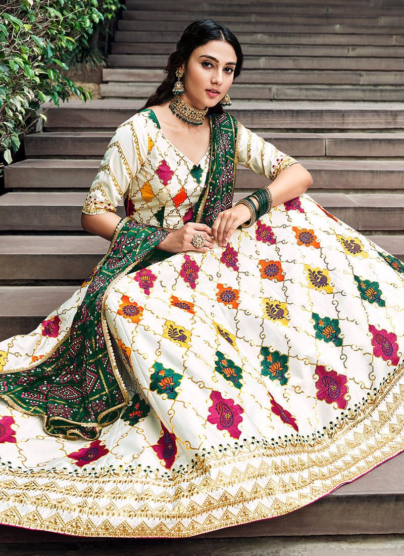 Silk Base White Embroidered Lehenga Buy Cheap Huge Surprise