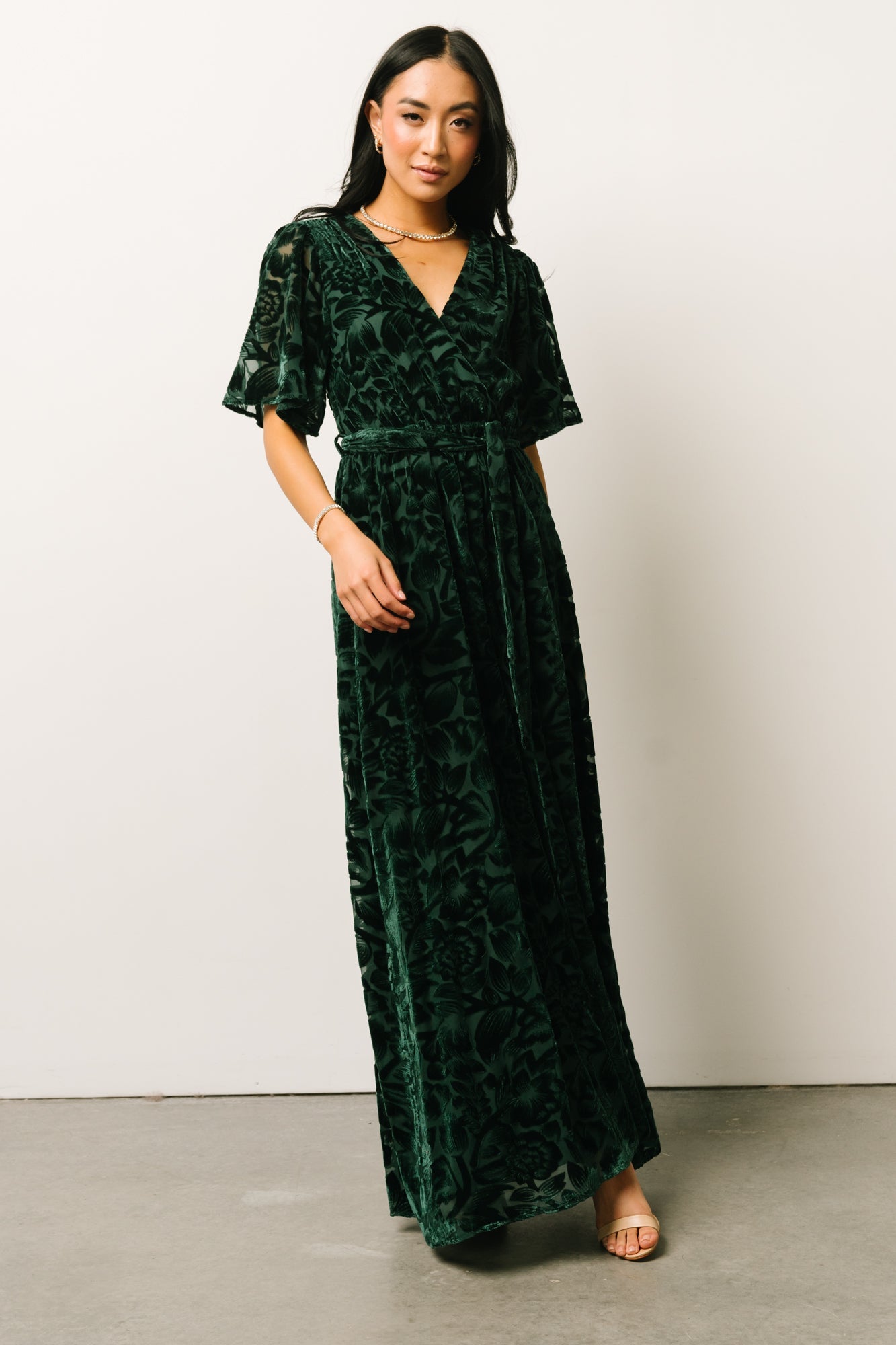 Uma Velvet Maxi Dress | Dark Green Best Seller