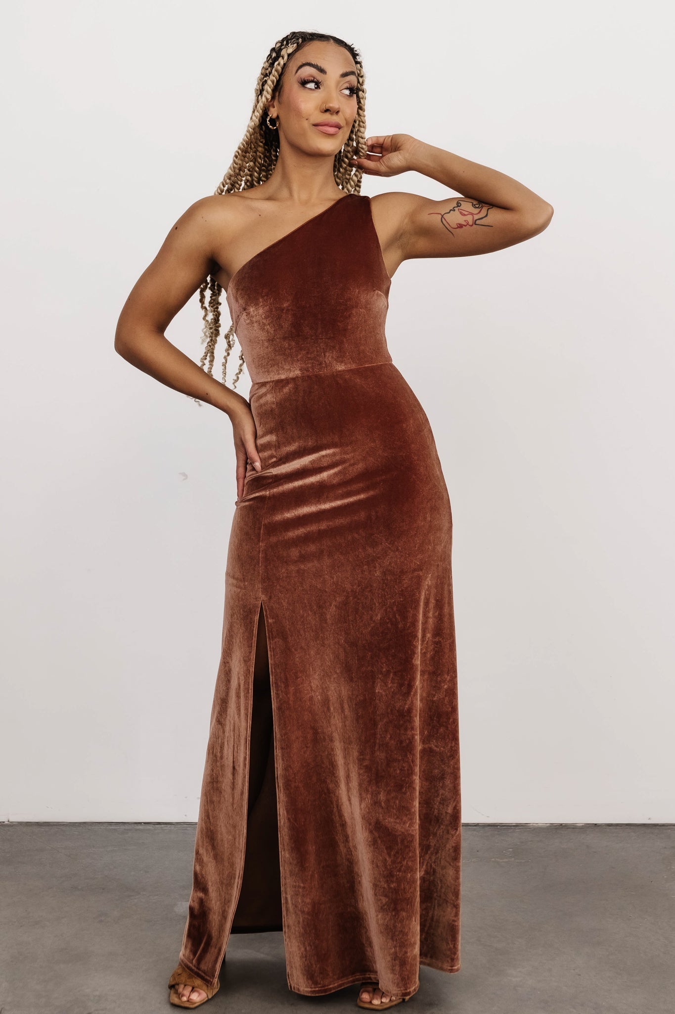 Tatiana Velvet One Shoulder Maxi Dress | Bronze Buy Cheap Best Wholesale