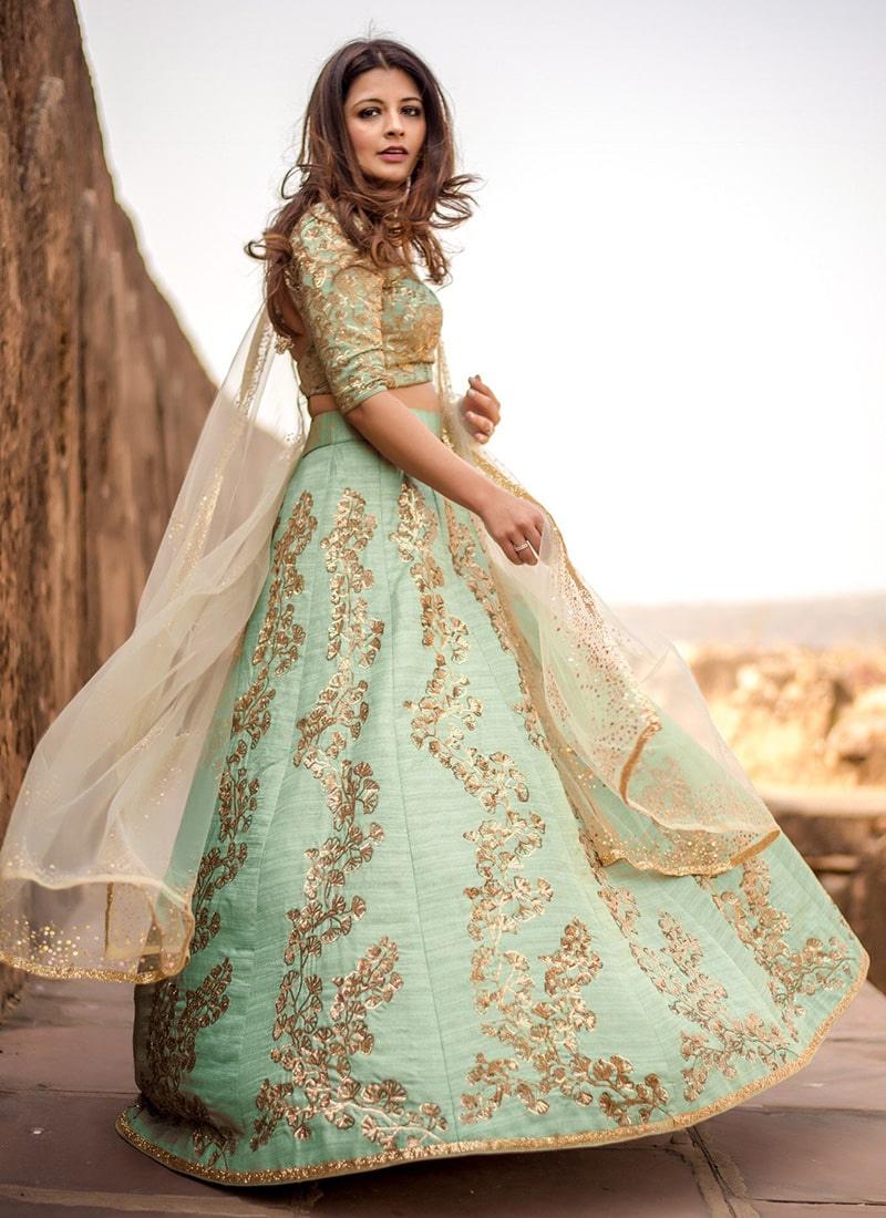 Light Green Color Silk Base Lehenga Choli With Sequins Work Discount 2025 Unisex