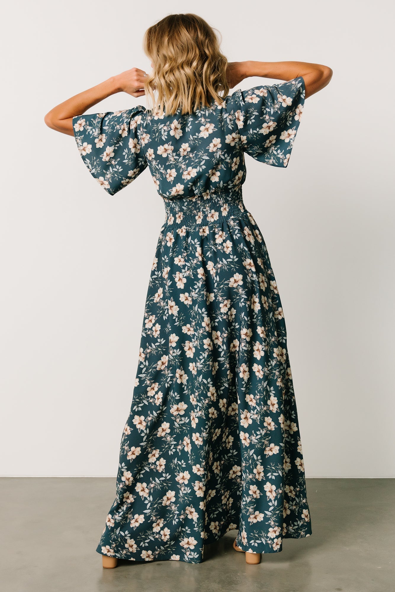 Verona Smocked Maxi Dress | Slate Floral Online Online Cheap Online