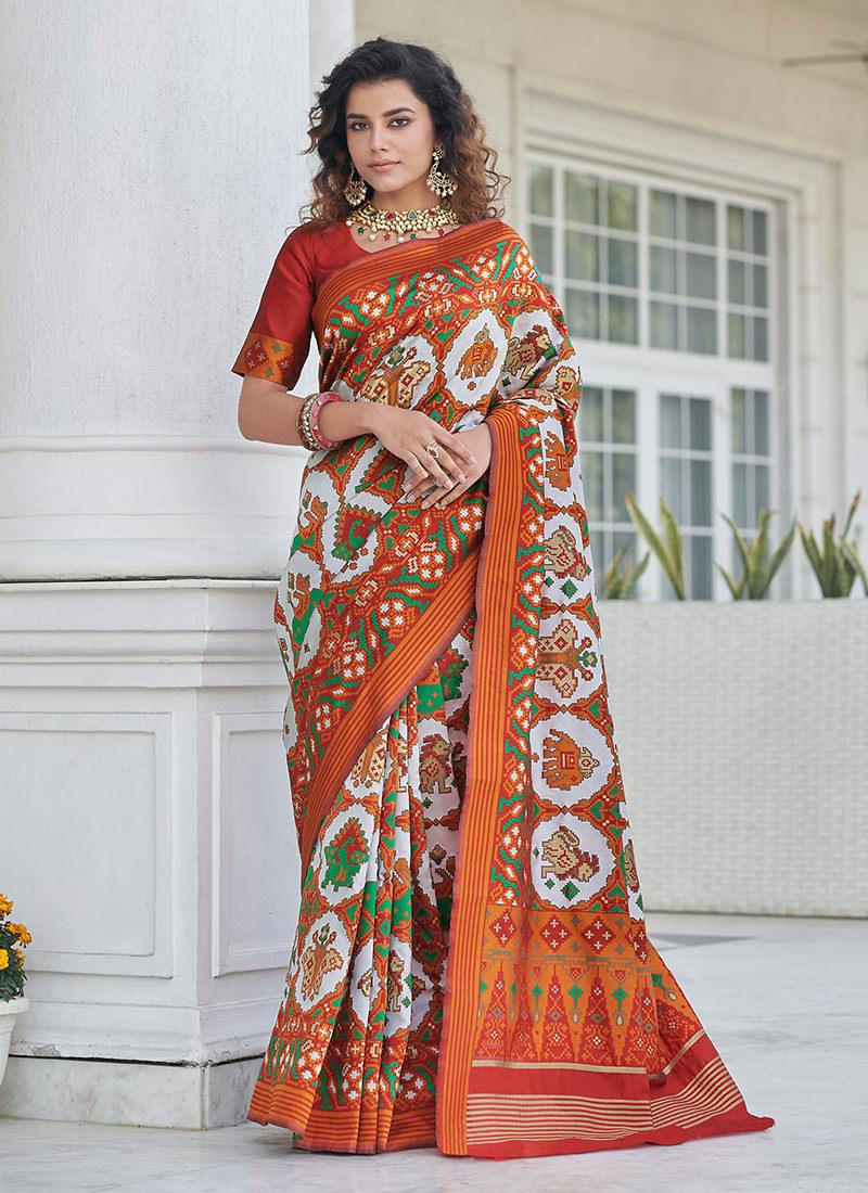 Multi-Color Weaving Patola Silk Saree Clearance Manchester Great Sale