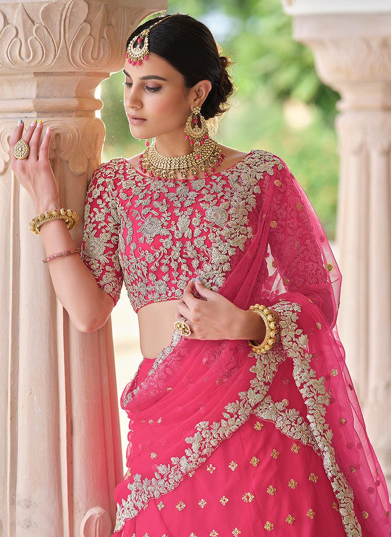 Pink Color Soft Net Base Sequins And Dori Work Lehenga Choli Really Cheap