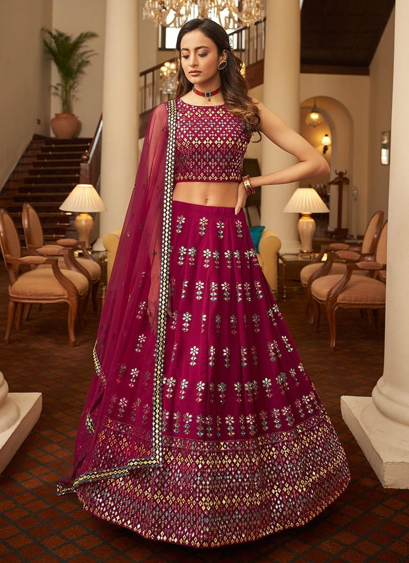 Rani Pink Color Georgette Base Lehenga With Gota Work Clearance Extremely