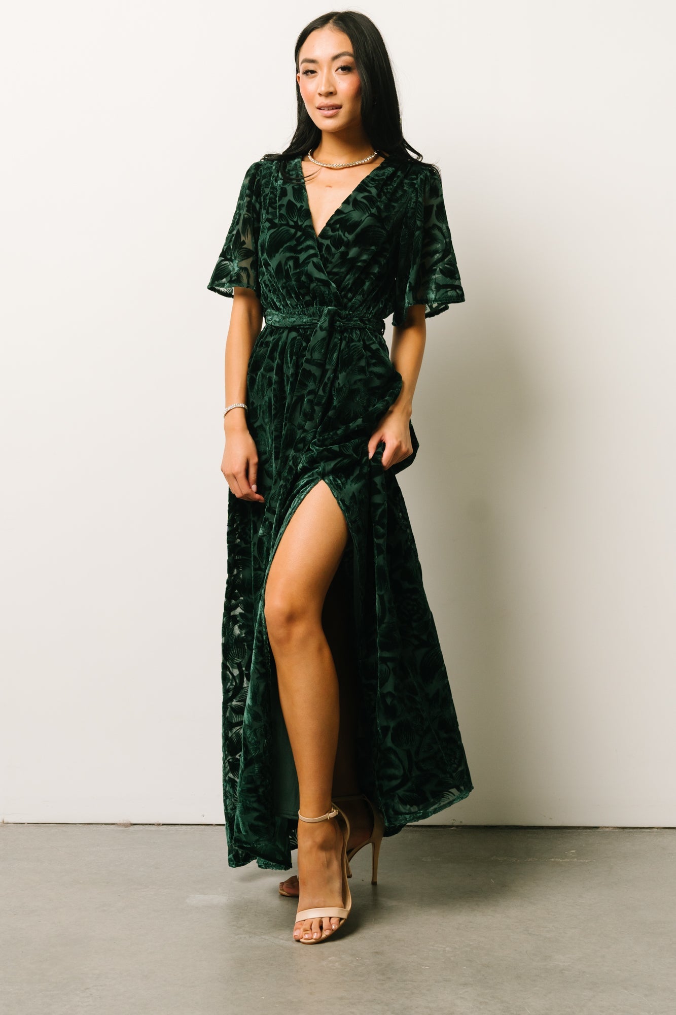 Uma Velvet Maxi Dress | Dark Green Best Seller