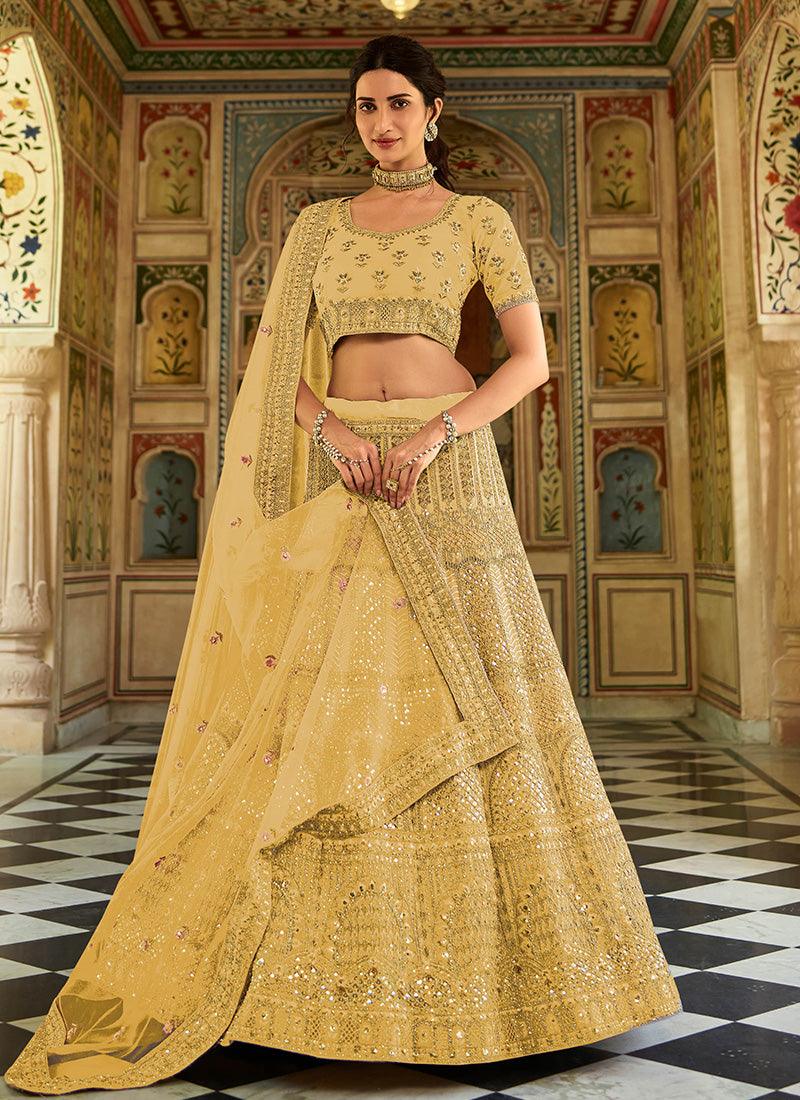 Yellow Color Organza Fabric Lehenga With Net Dupatta Free Shipping Shop Offer