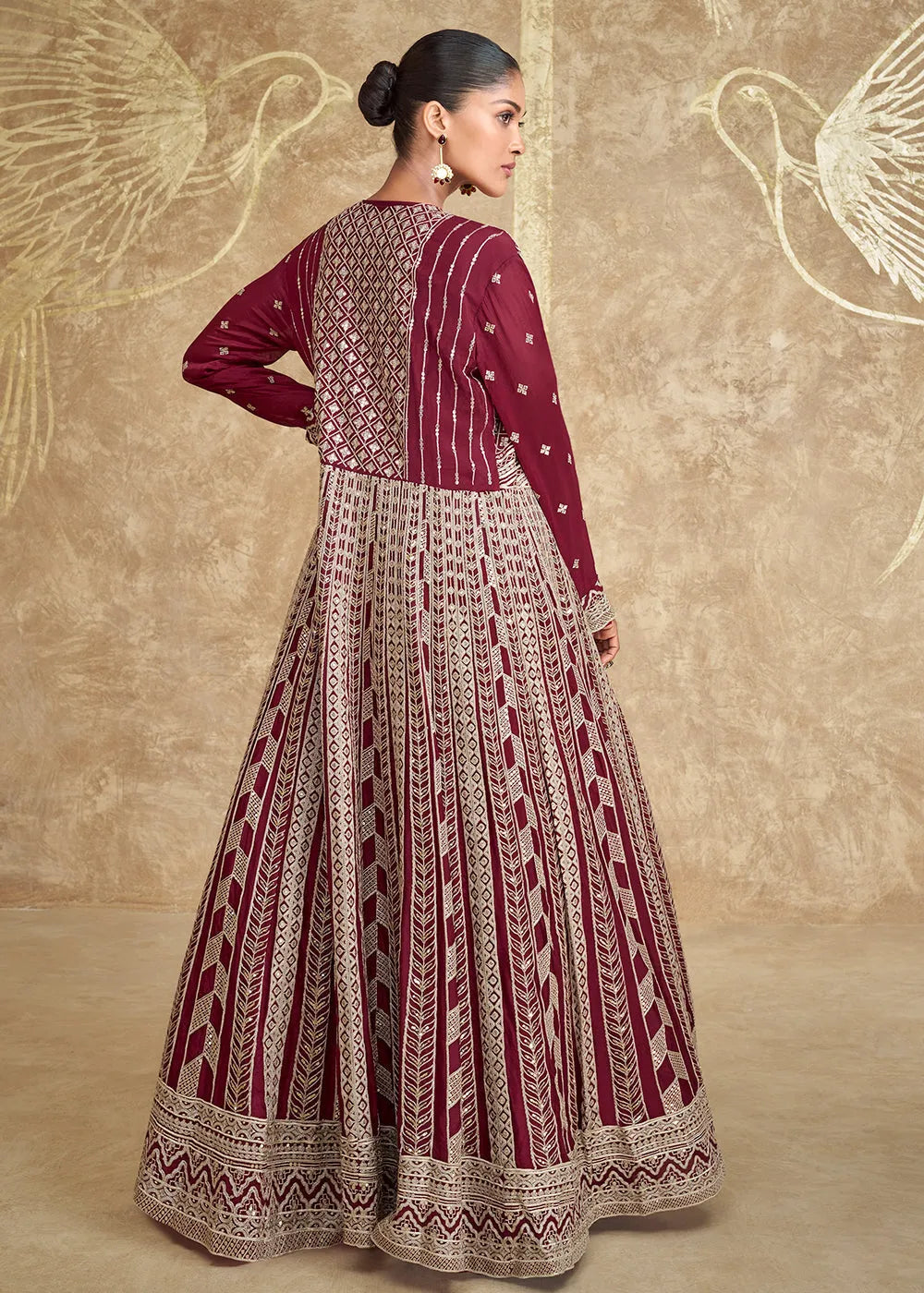 Enchanting Jacket Style Maroon Embroidered Lehenga Choli Clearance 2025