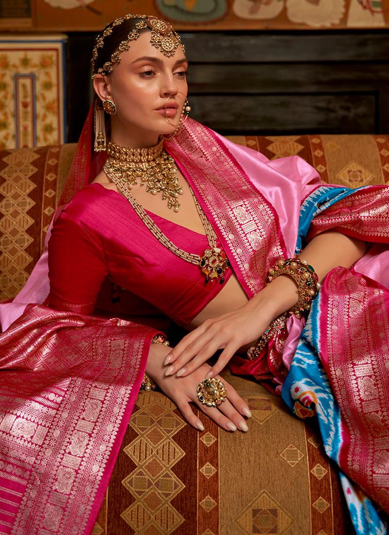 Smooth Silk Fabric Pink Patola Saree Buy Cheap Shop