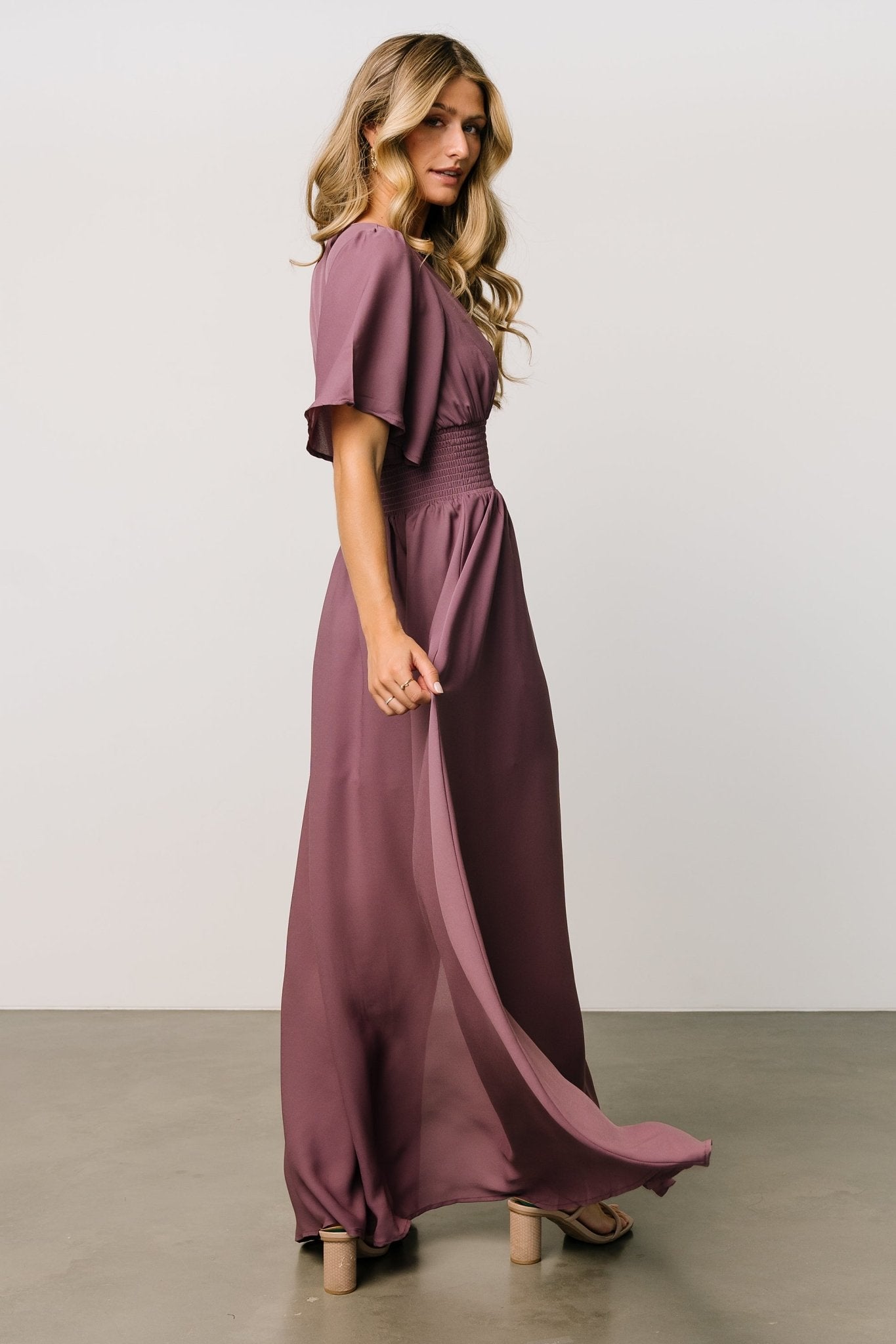 Verona Smocked Maxi Dress | Vintage Plum Sale View