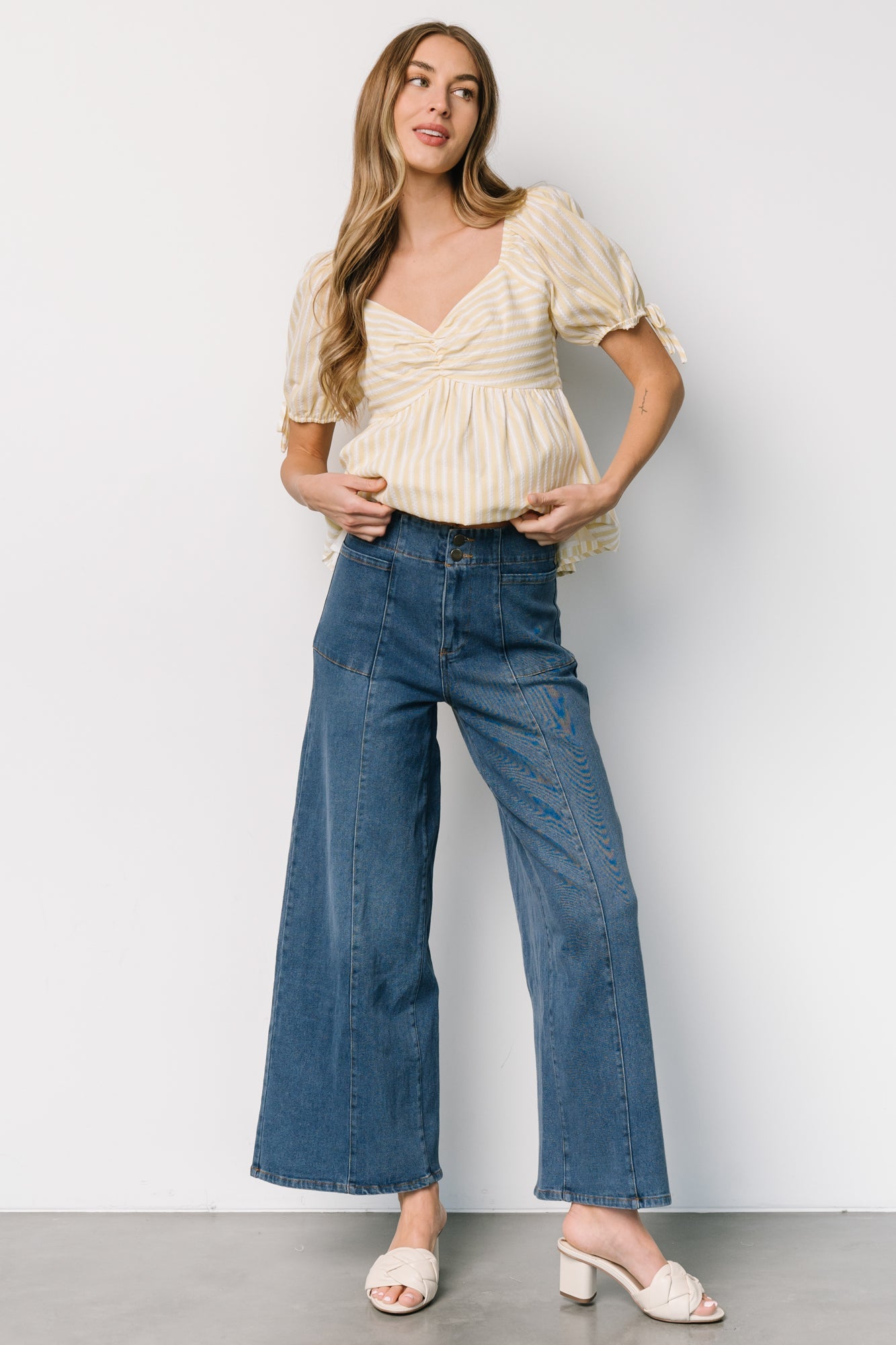 Emmi Mid Rise Wide Leg Jeans | Dark Wash Free Shipping For Nice