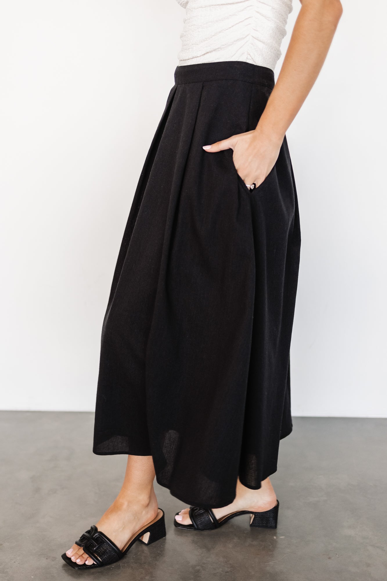 Katie Pleated Midi Skirt | Black New Online