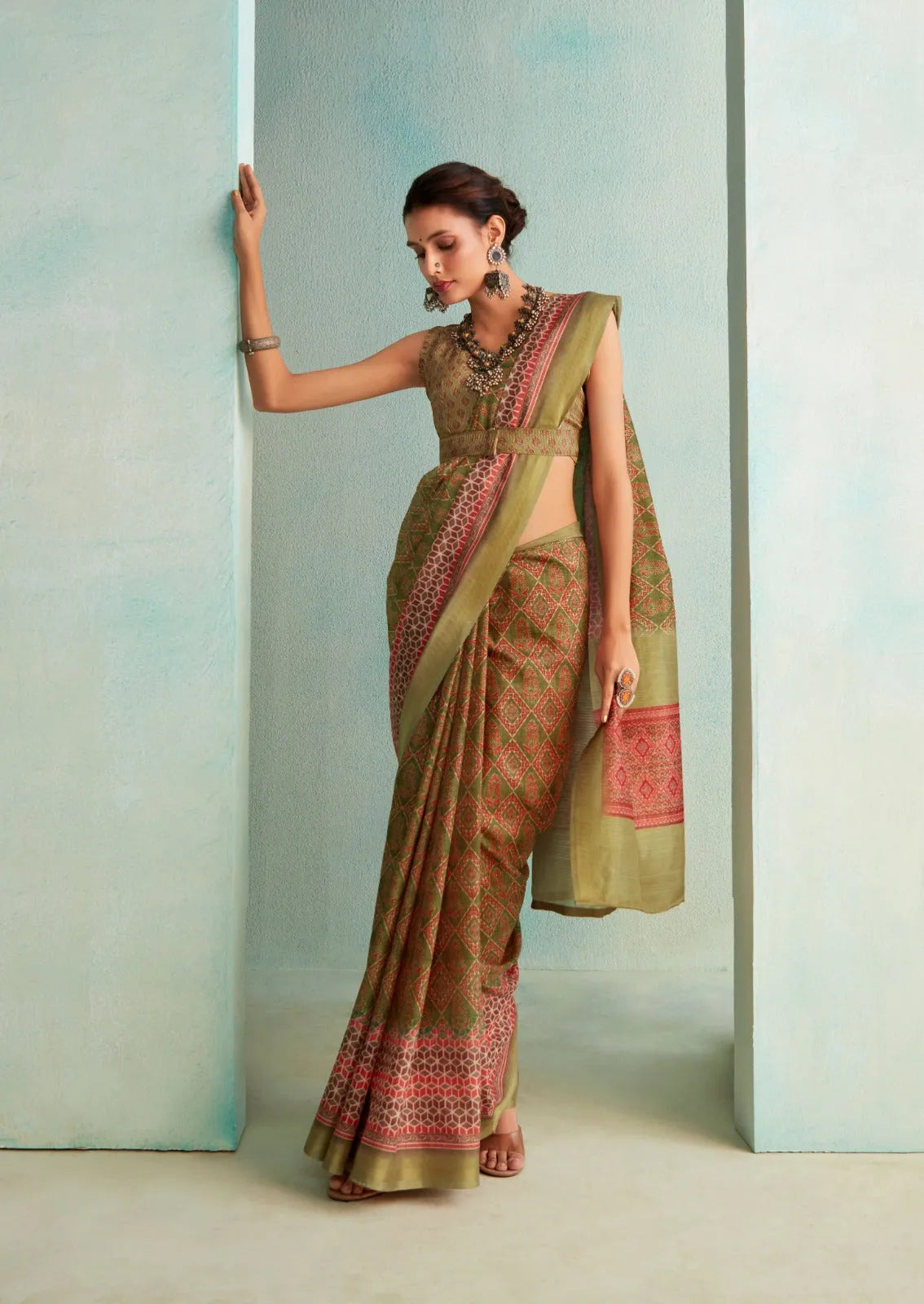 Peerless Dull Brown Handloom Silk Weave Traditional Saree Free Shipping Original