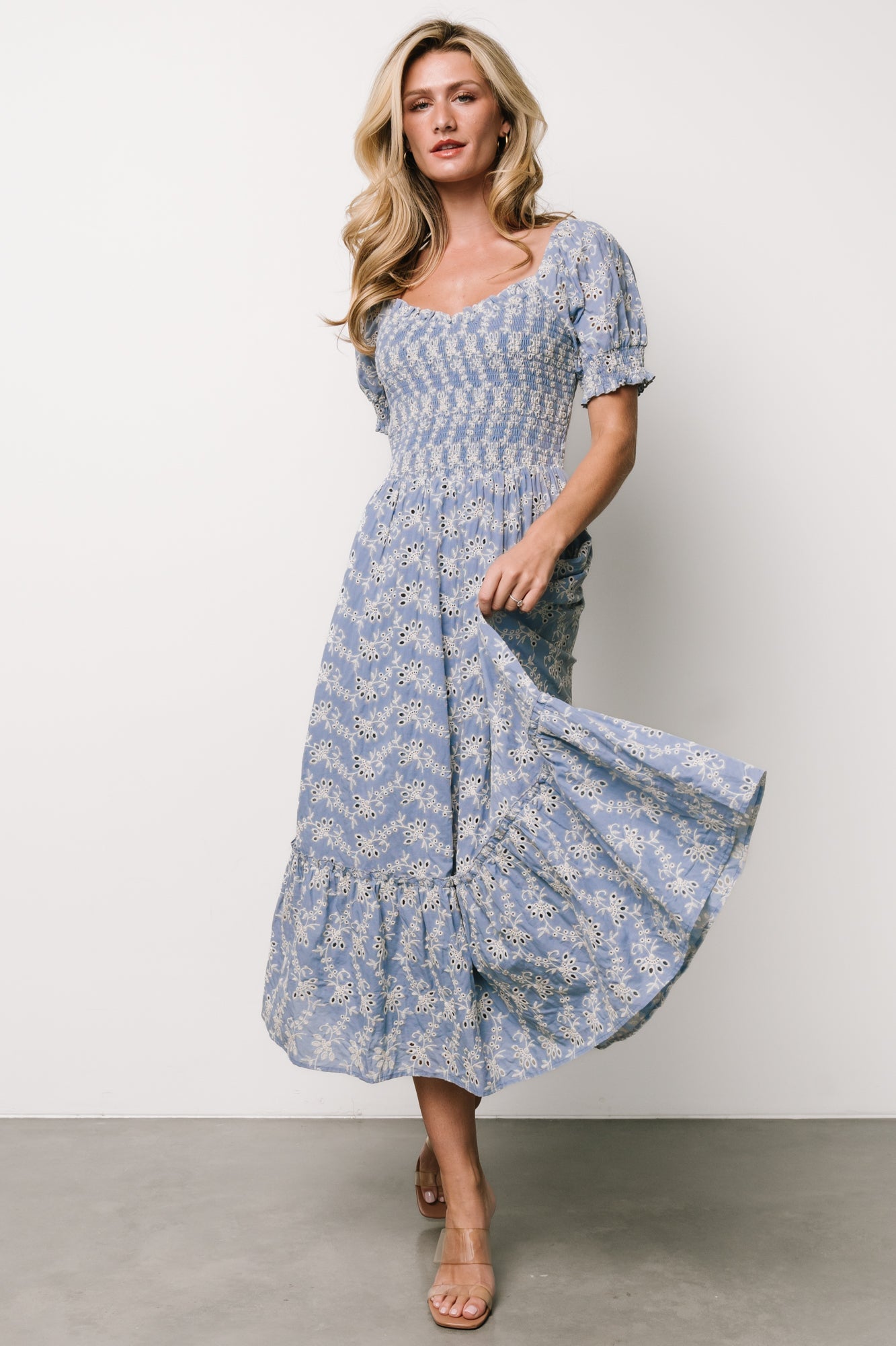 Piper Eyelet Midi Dress | Blue + Ivory Buy Cheap Brand New Unisex