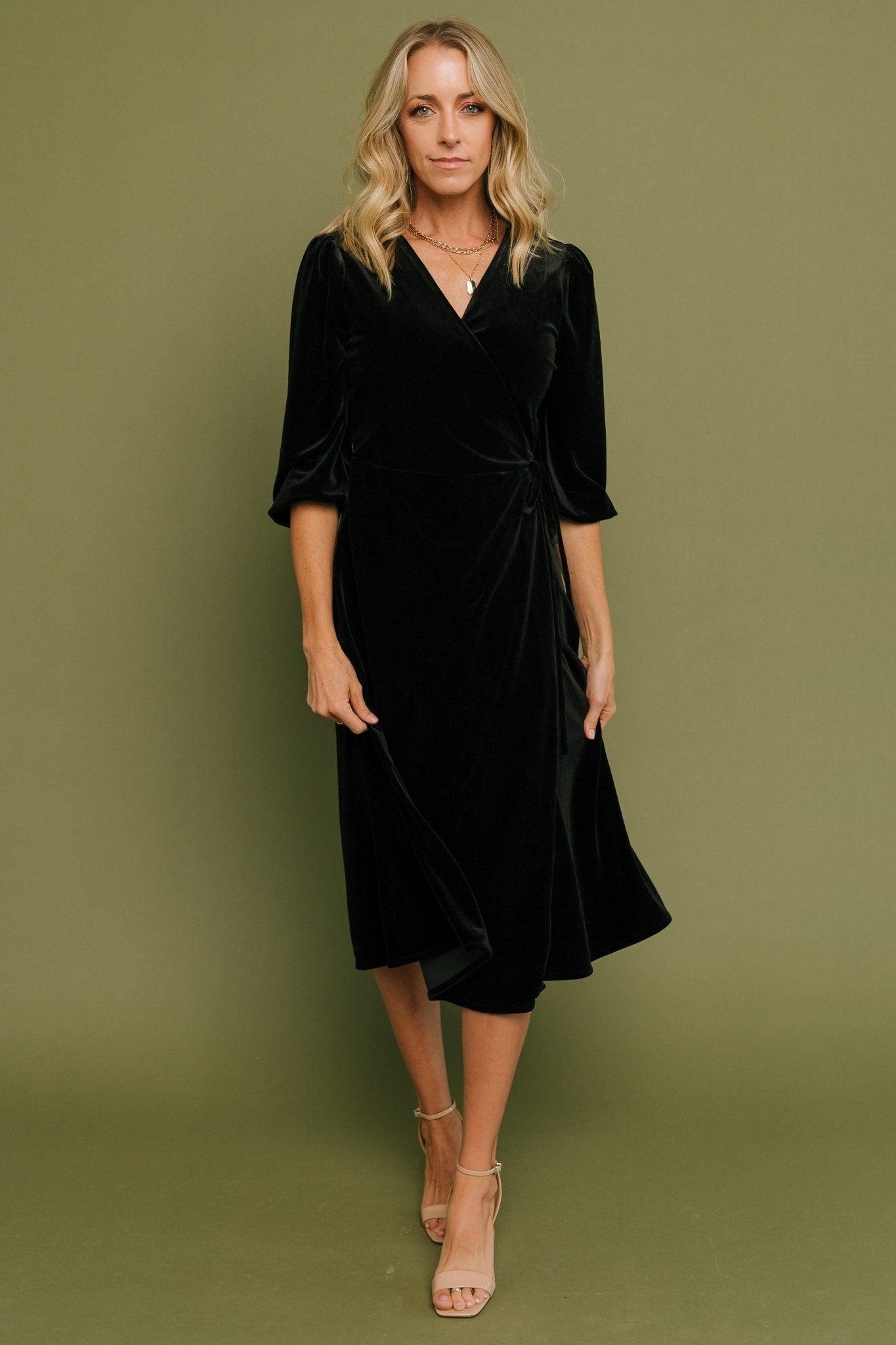 Beckinsale Velvet Wrap Dress | Black Shop Offer Online