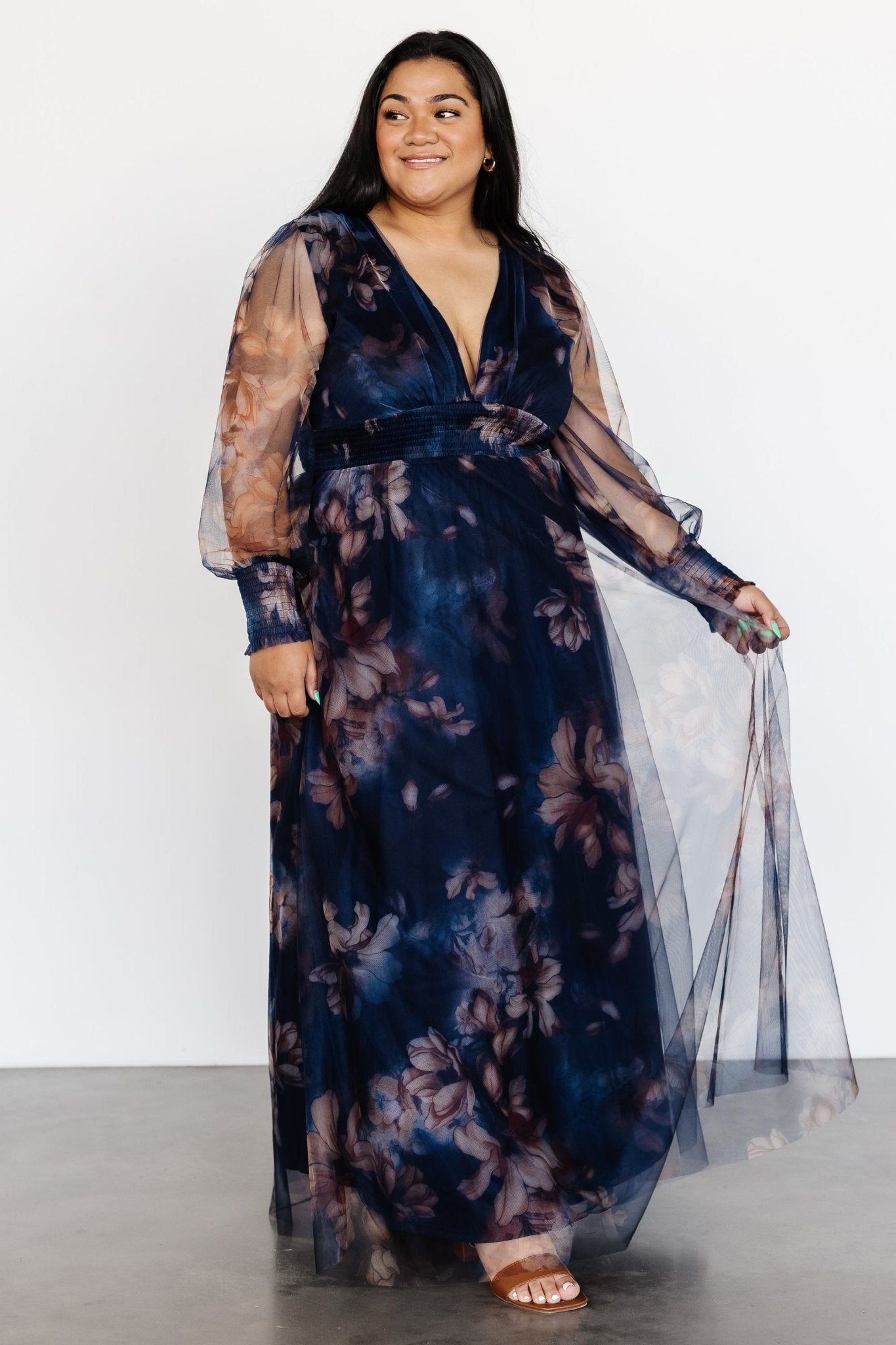 Layla Tulle Maxi Dress | Dark Blue Floral New Styles Cheap Pice