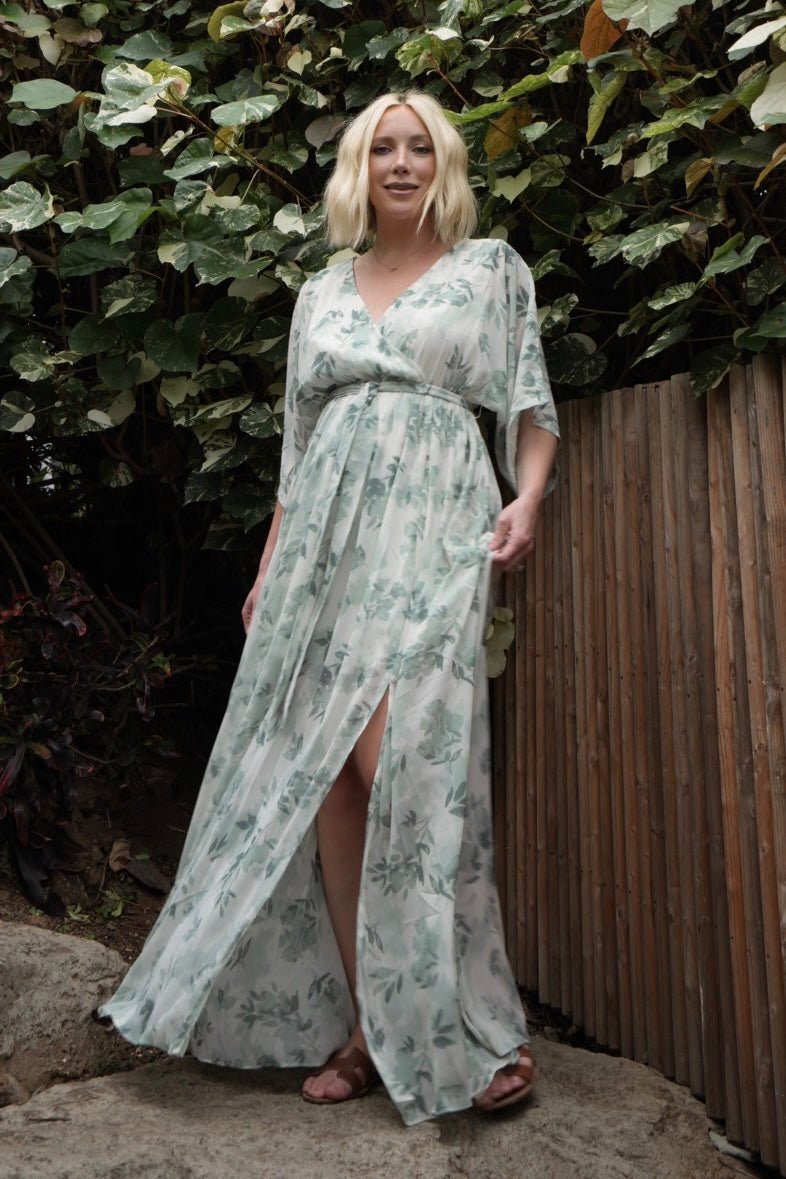 Kia Kimono Maxi Dress | Sage Floral Buy Cheap Fashion Style