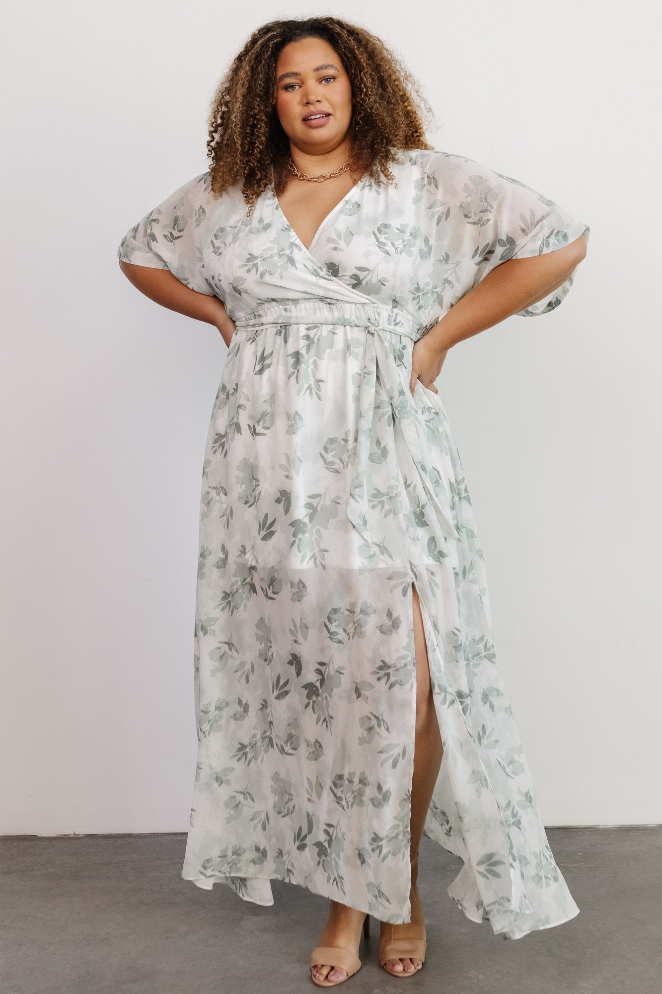 Kia Kimono Maxi Dress | Sage Floral Buy Cheap Fashion Style