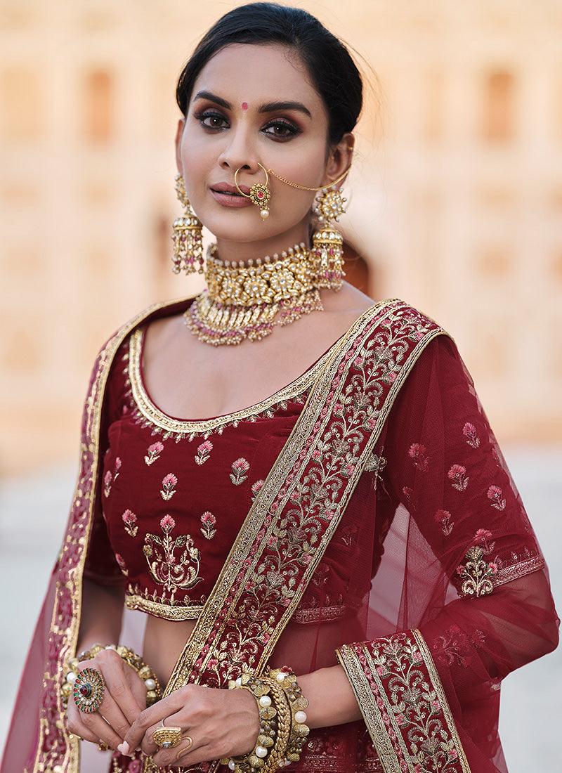 Intriguing Look Maroon Color Dori And Sequins Work Lehenga Buy Cheap Comfortable