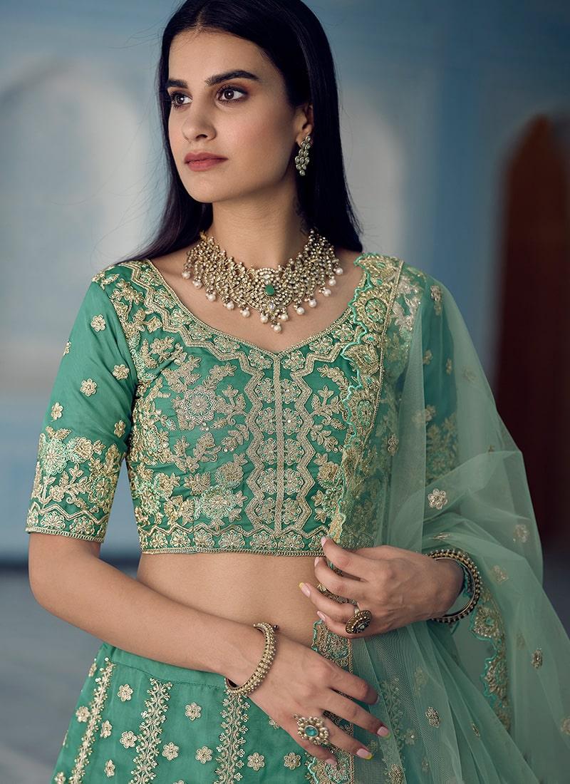 Adorable Green Color With Embroidered Lehenga Choli Clearance Cheapest Pice