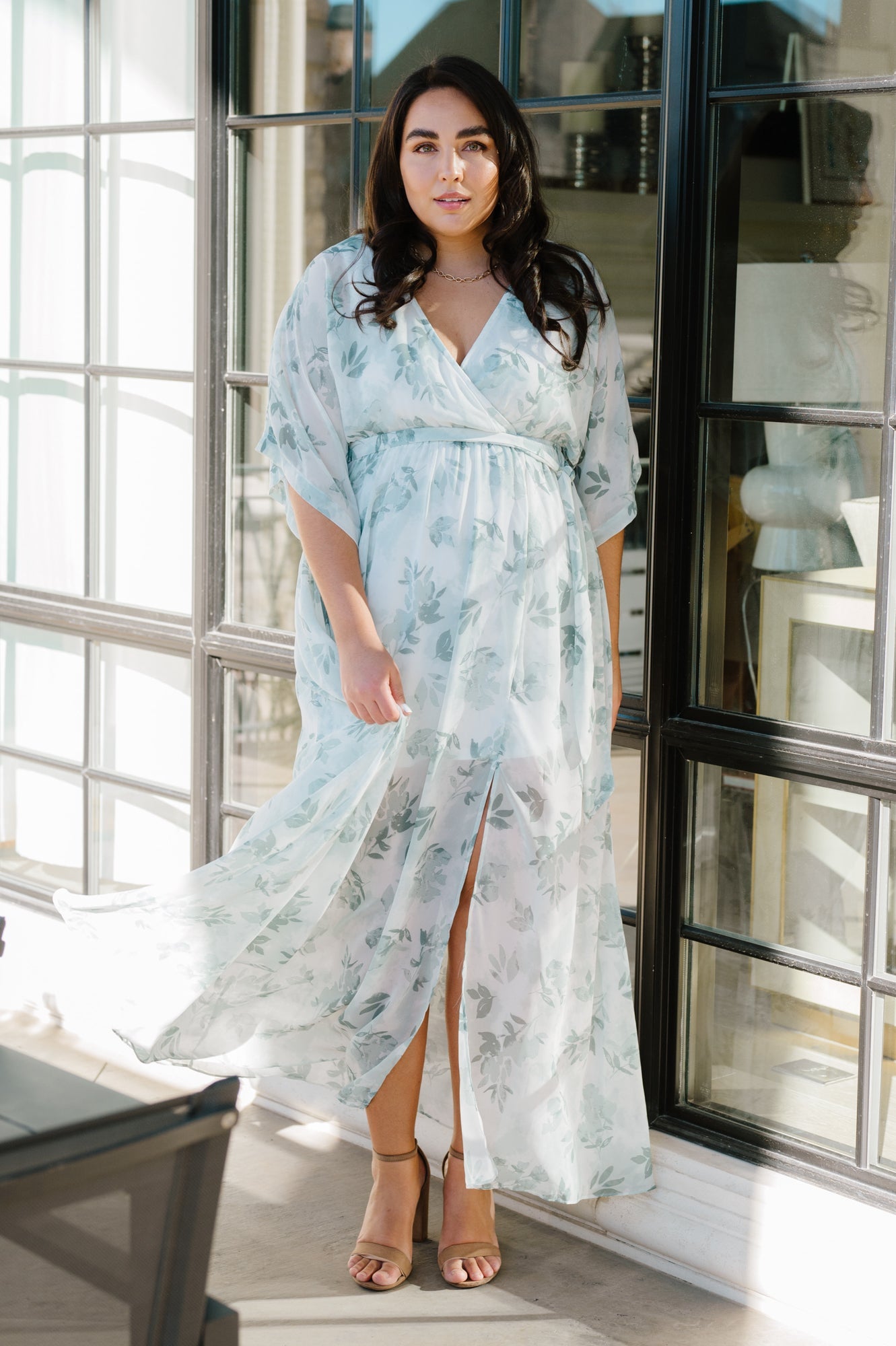 Kia Kimono Maxi Dress | Sage Floral Buy Cheap Fashion Style