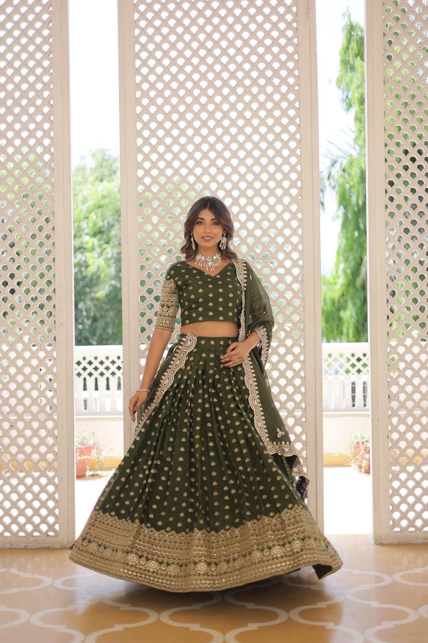 Pure Dyable Viscous Jacquard Double Zari Worked Lehenga Choli Clearance Genuine