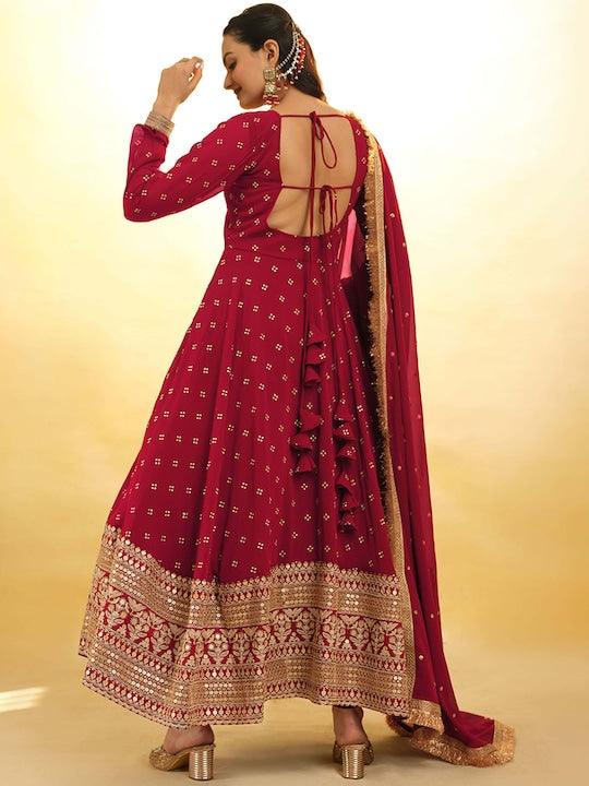 Red Georgette ready-to-wear salwar suit with dupatta Cheap Sale Big Discount