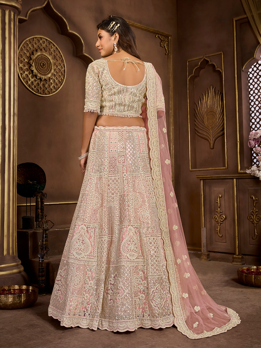 Enchanting Peach Premium Bridal Wear Lehenga Choli Cheap Low Pice Fee Shipping