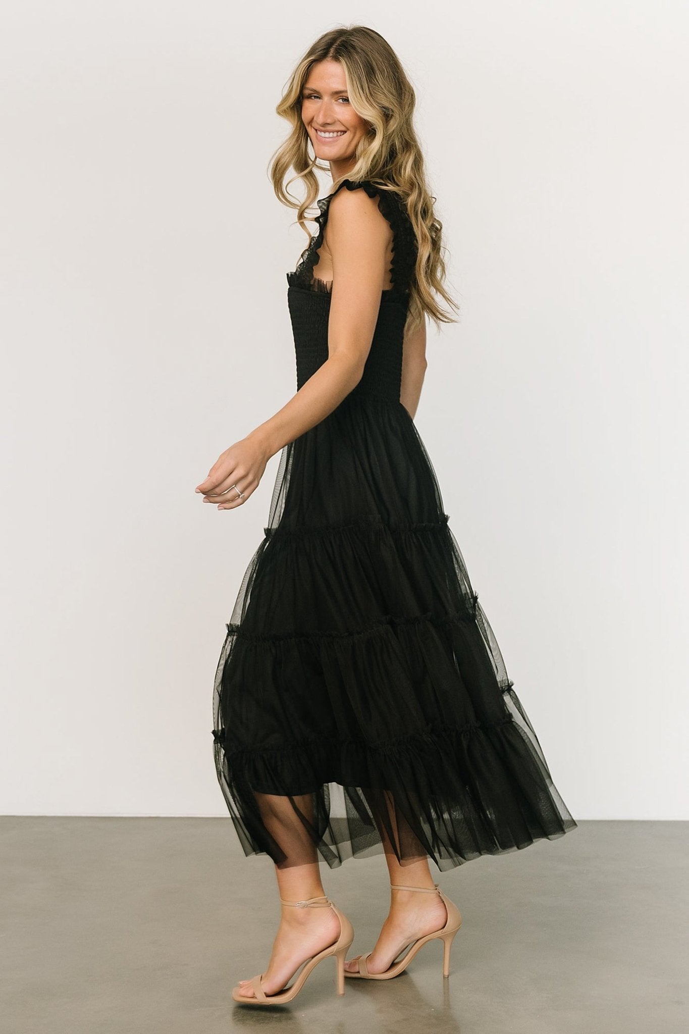 Emma Smocked Tulle Dress | Black Outlet Discount Authentic