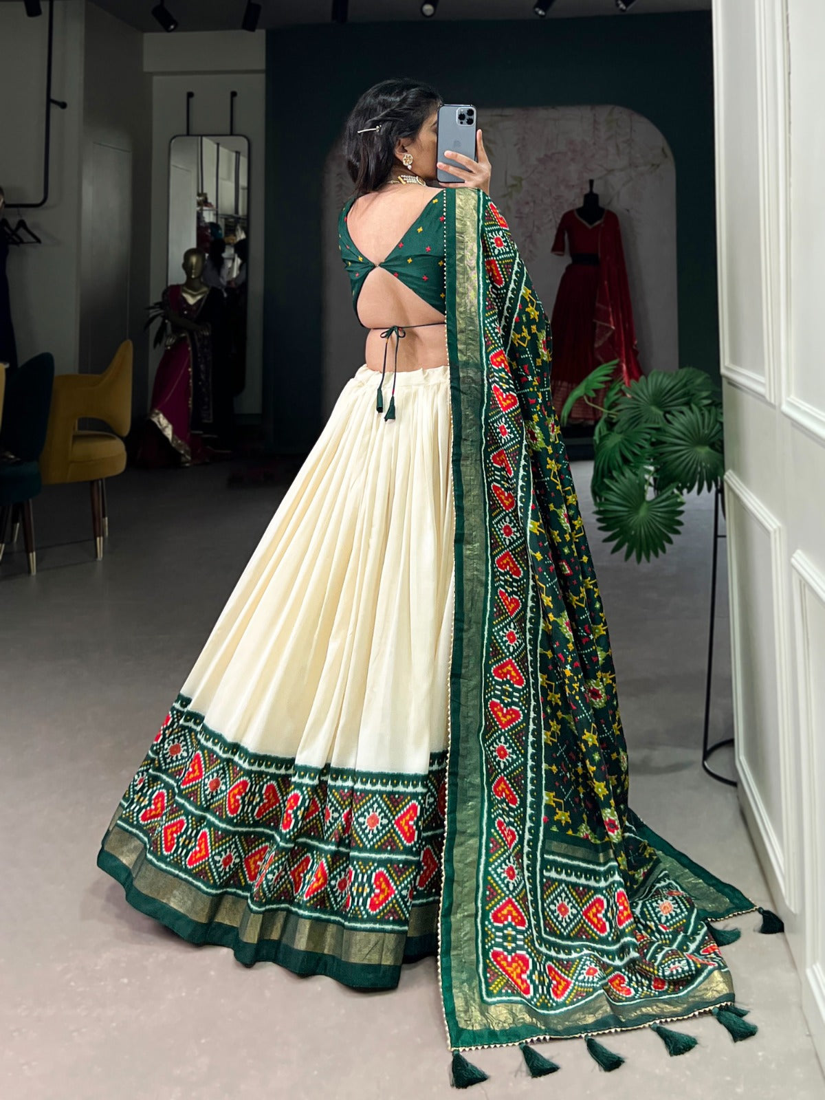 Elegant Designer Tussar Silk Patola Printed Lehenga Choli Set Best Wholesale