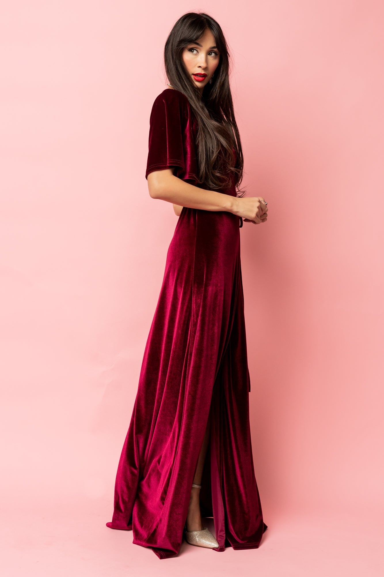 Meghan Velvet Wrap Maxi Dress | Mulberry Sale Affordable