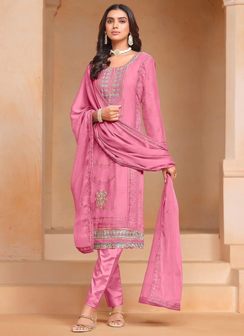 Peaceful Pink Embroidered Salwar Suit Sale How Much