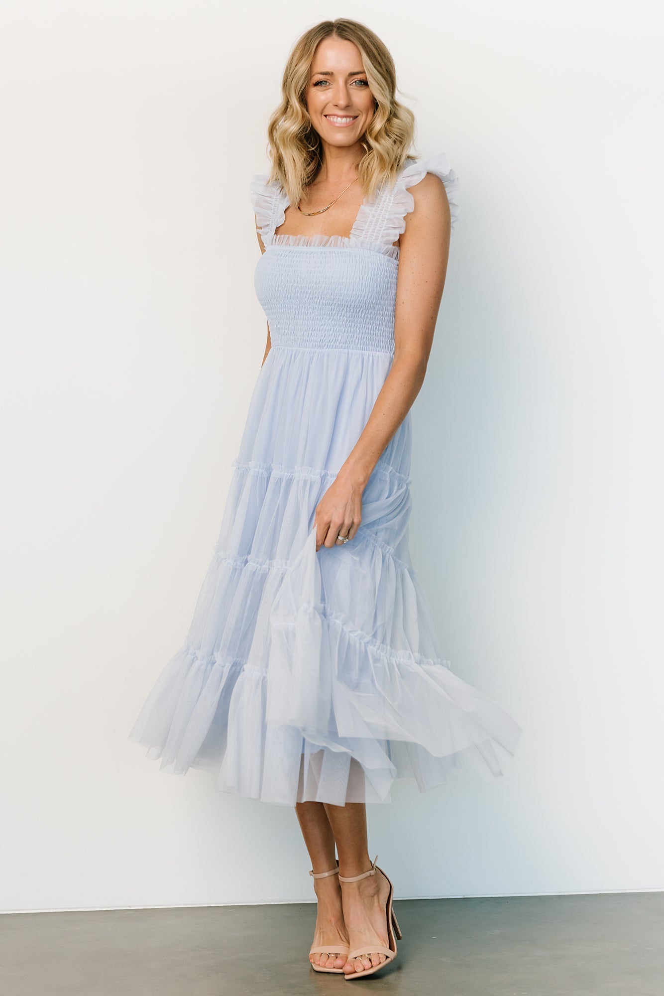 Emma Smocked Tulle Dress | Light Blue Buy Online Cheap Pice