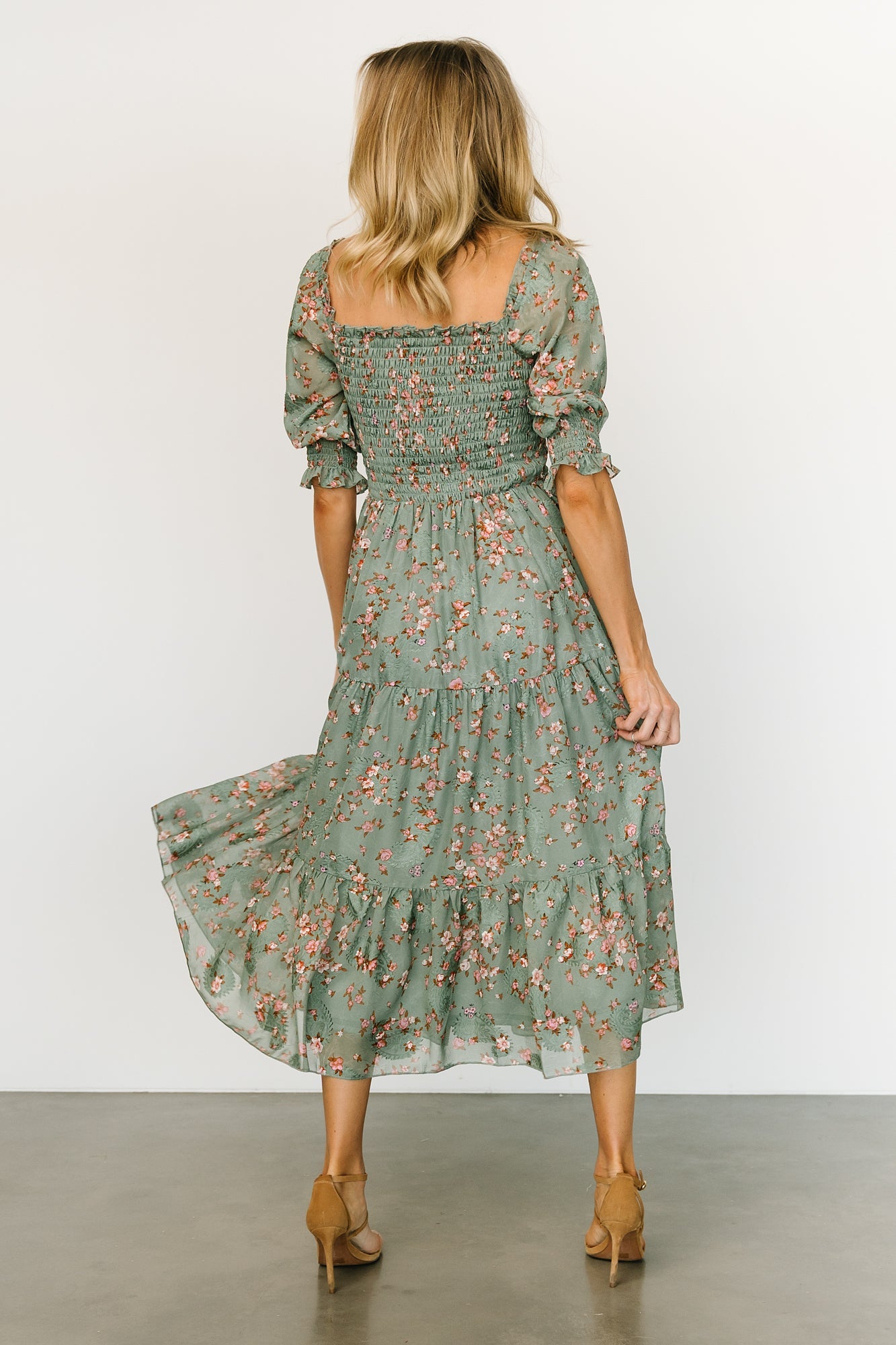 Fabian Jacquard Midi Dress | Eucalyptus + Pink Sale Exclusive