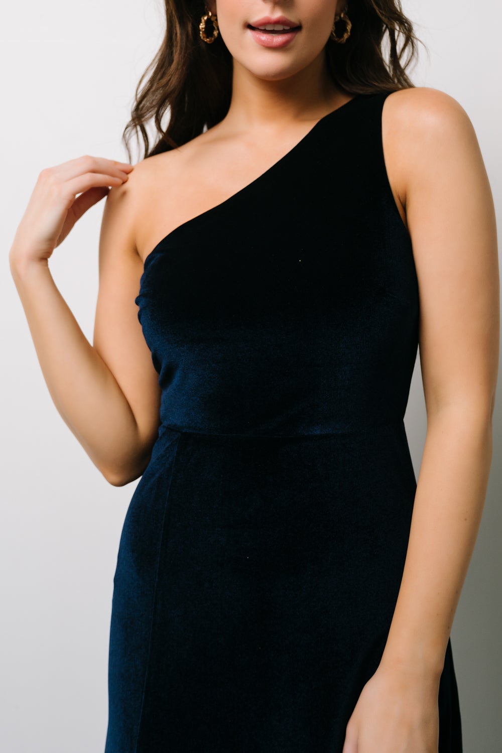 Tatiana Velvet One Shoulder Maxi Dress | Navy Purchase For Sale