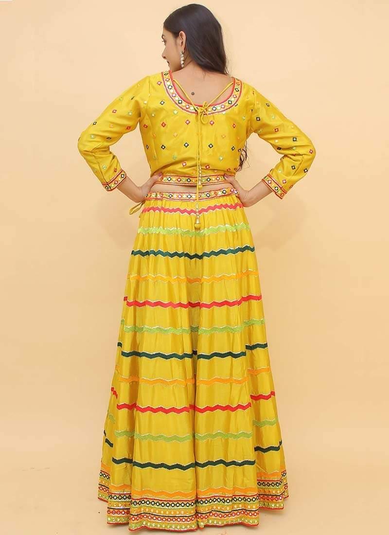 Charming Look Sequins And Mirror Work Yellow Color Lehenga Choli With Dupatta Limited Edition Sale Online