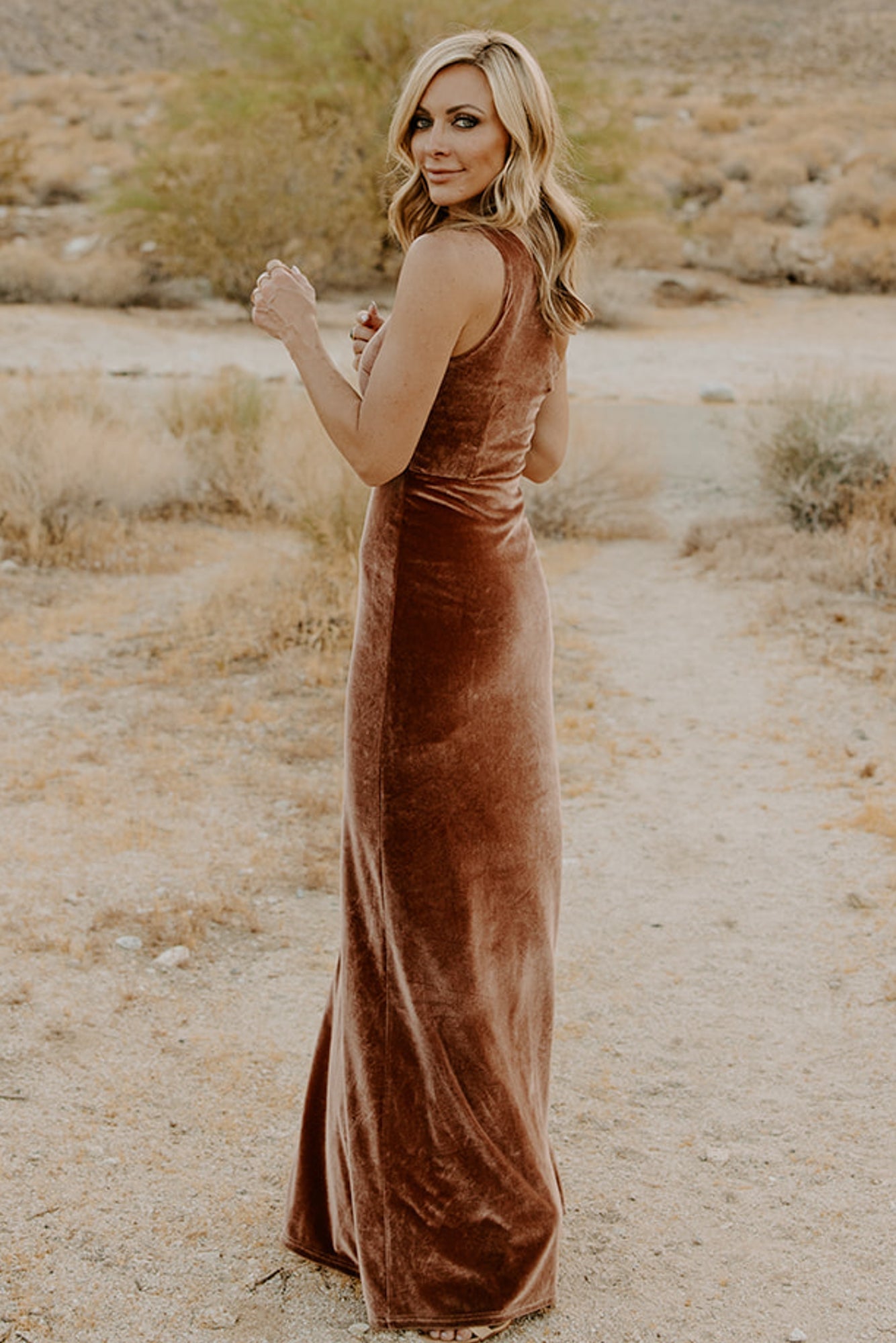 Tatiana Velvet One Shoulder Maxi Dress | Bronze Buy Cheap Best Wholesale