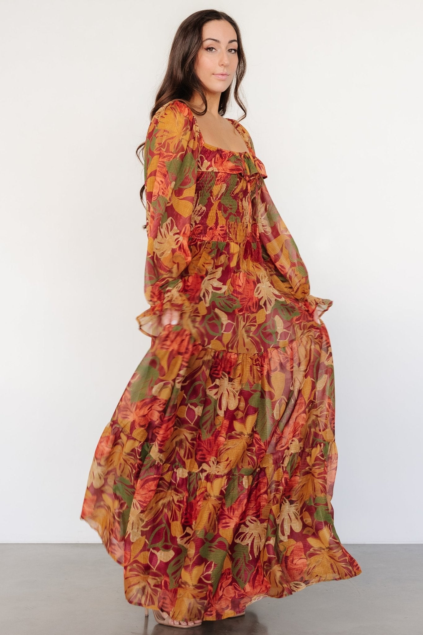 Isadora Tiered Dress | Rust Multi Floral Buy Online Cheap