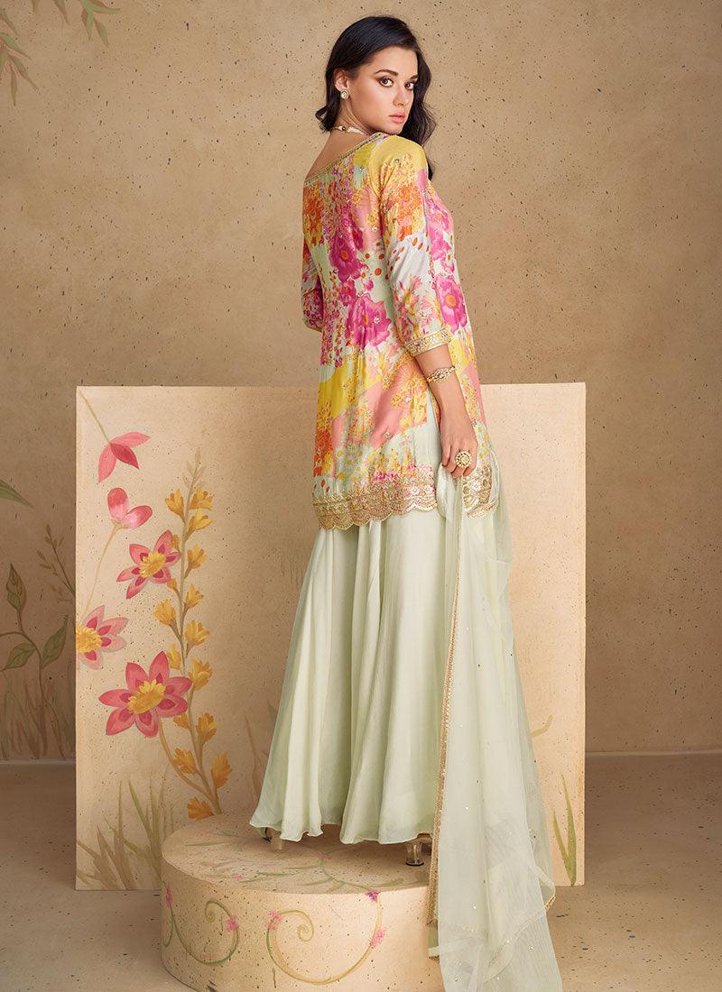 Multicolored Floral Festival Wear Designer Top Palazzo Suit Buy Cheap Largest Supplier