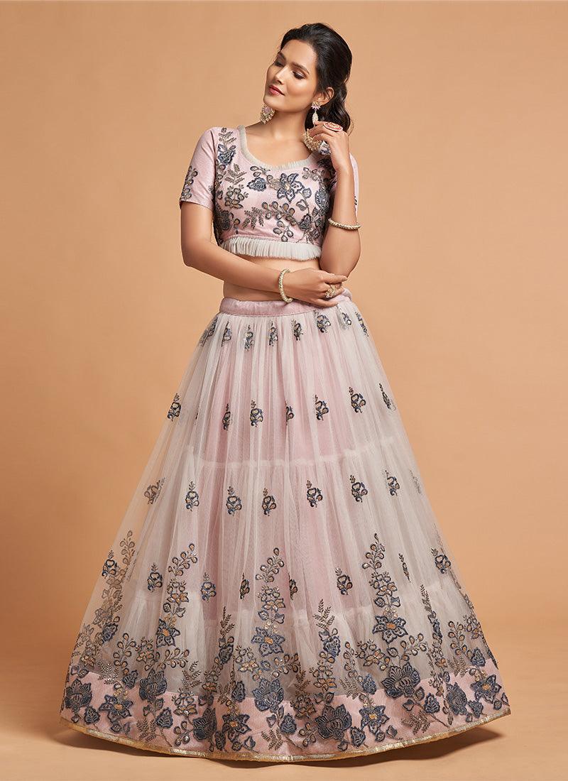 Grey Color Net Base Embroidered Lehenga Choli With Sequins Work Footlocker Finishline Cheap Pice