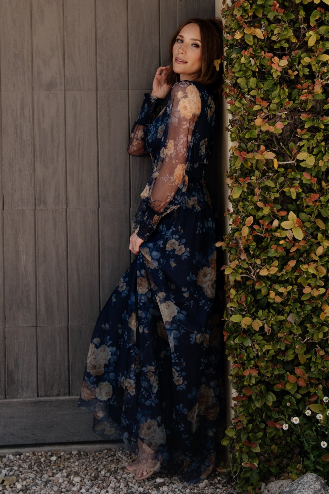 Layla Tulle Maxi Dress | Blue + Golden Floral For Sale Wholesale Pice