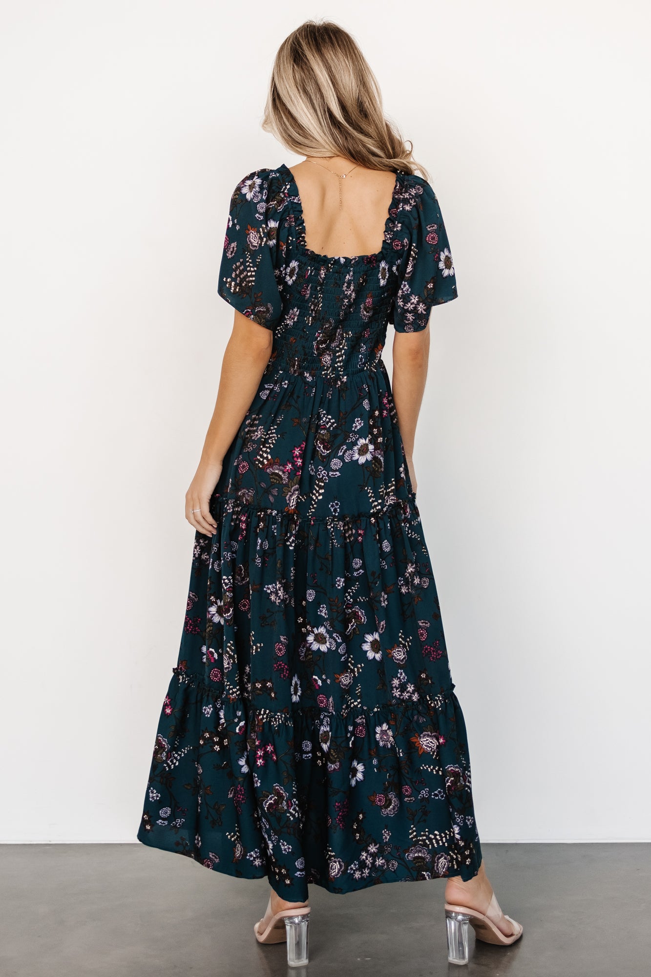 Southampton Smocked Maxi Dress | Jade Blossom Visit