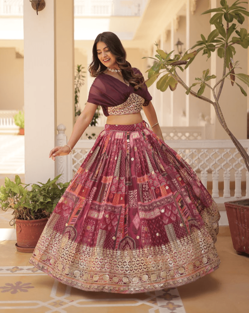 Blue color lehenga with crop blouse Cheap Low Pice