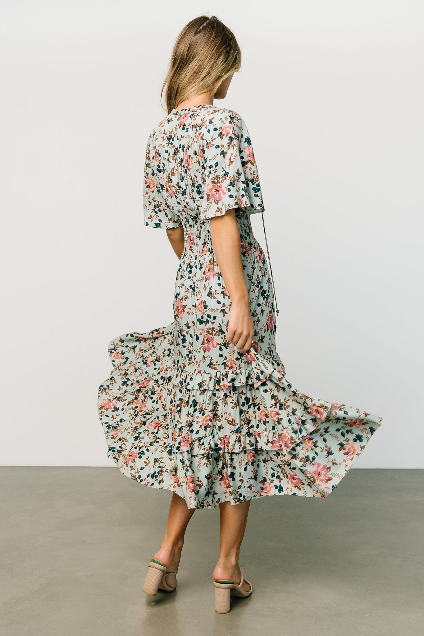 Spell Boho Midi Dress | Sage + Pink Floral Nicekicks Cheap Online