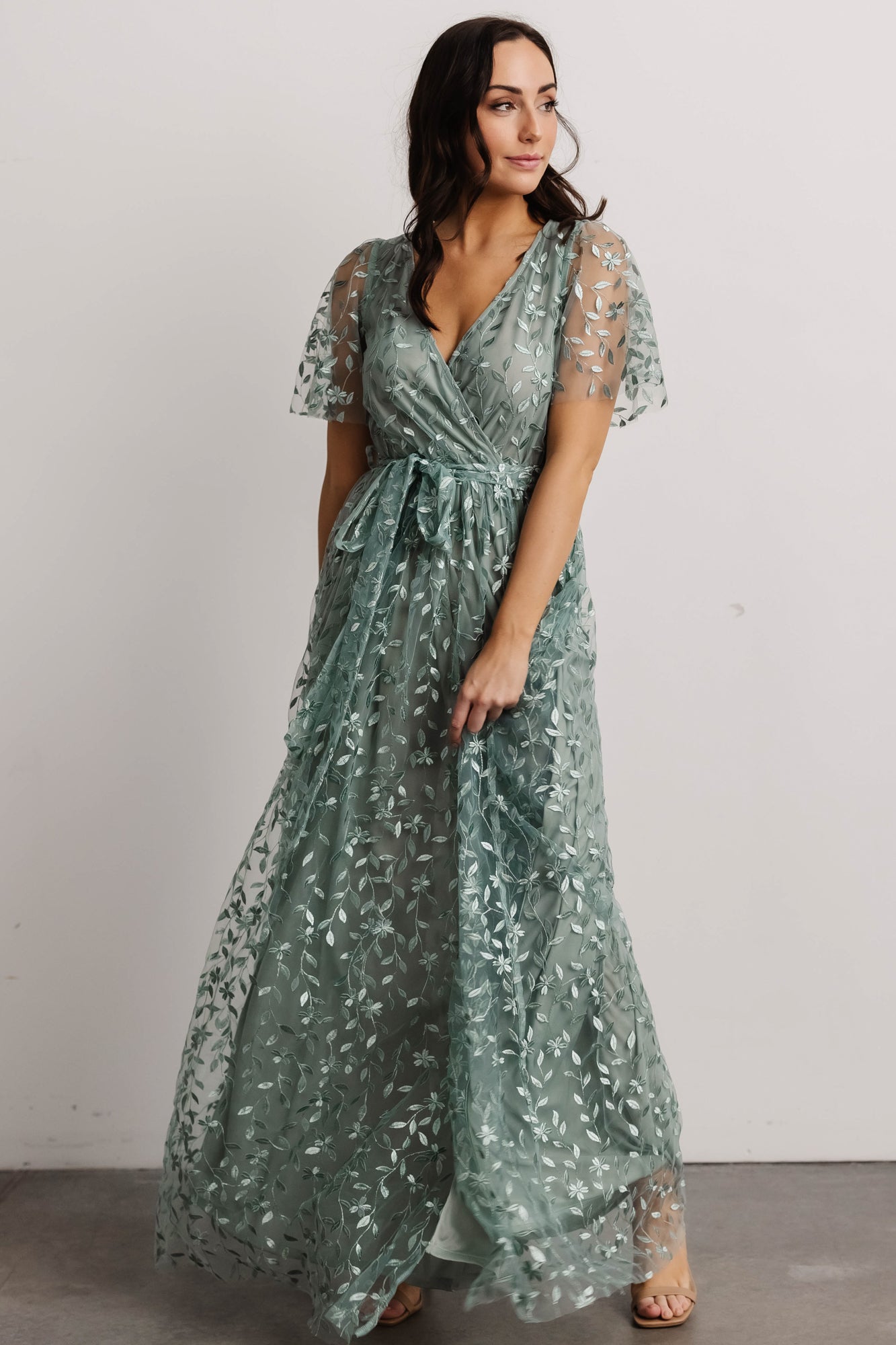 Marseille Embossed Maxi Dress | Eucalyptus Fashionable Cheap Online