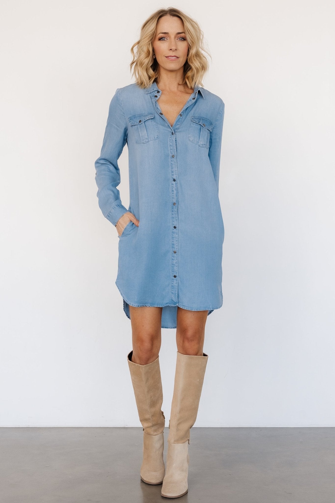 Shania Shirt Dress | Chambray Inexpensive Cheap Online