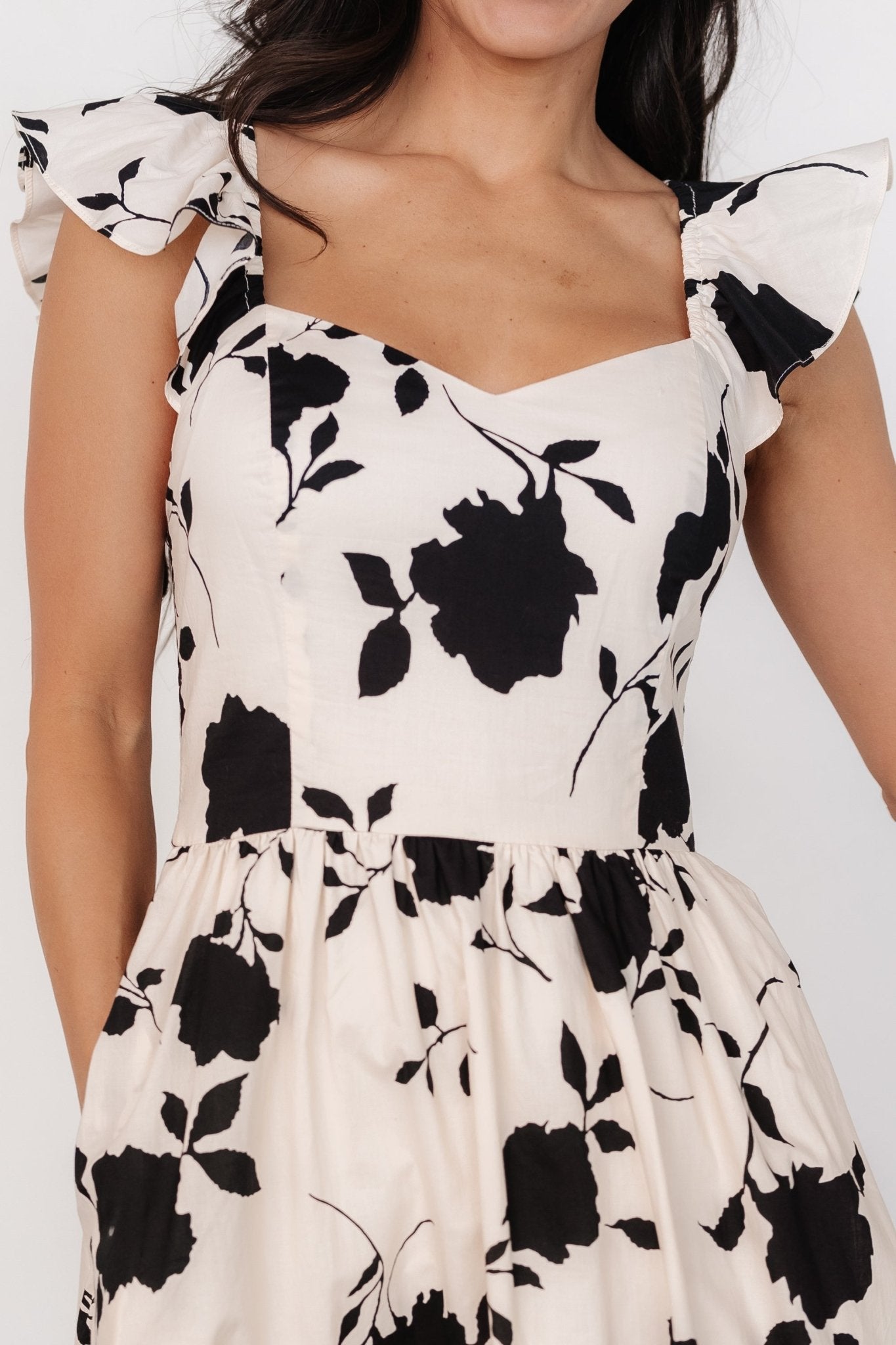 Bridget Midi Dress | Ivory + Black Floral Collections Cheap Pice